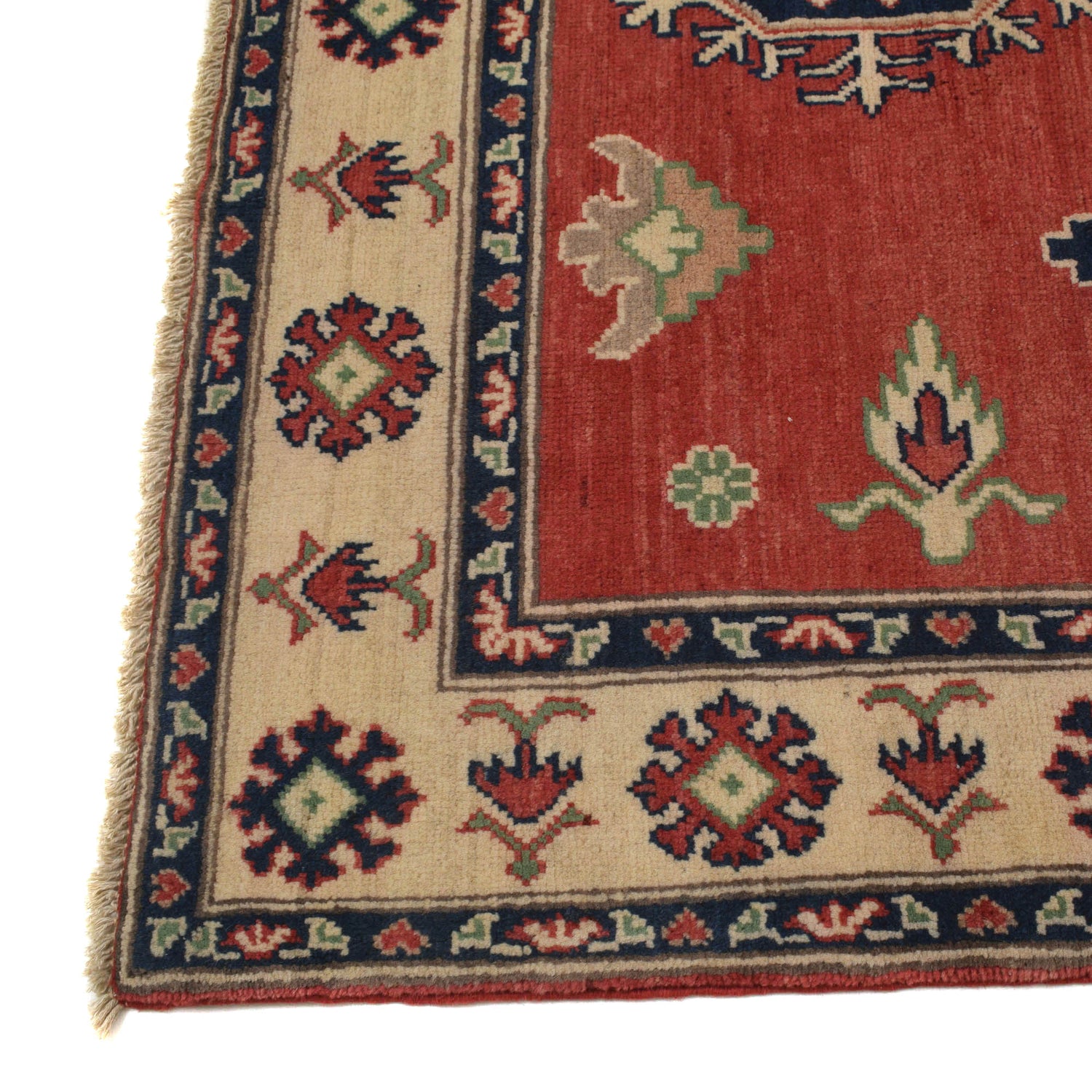 Kazak Rug Handmade Red Medallion 4x7 ft