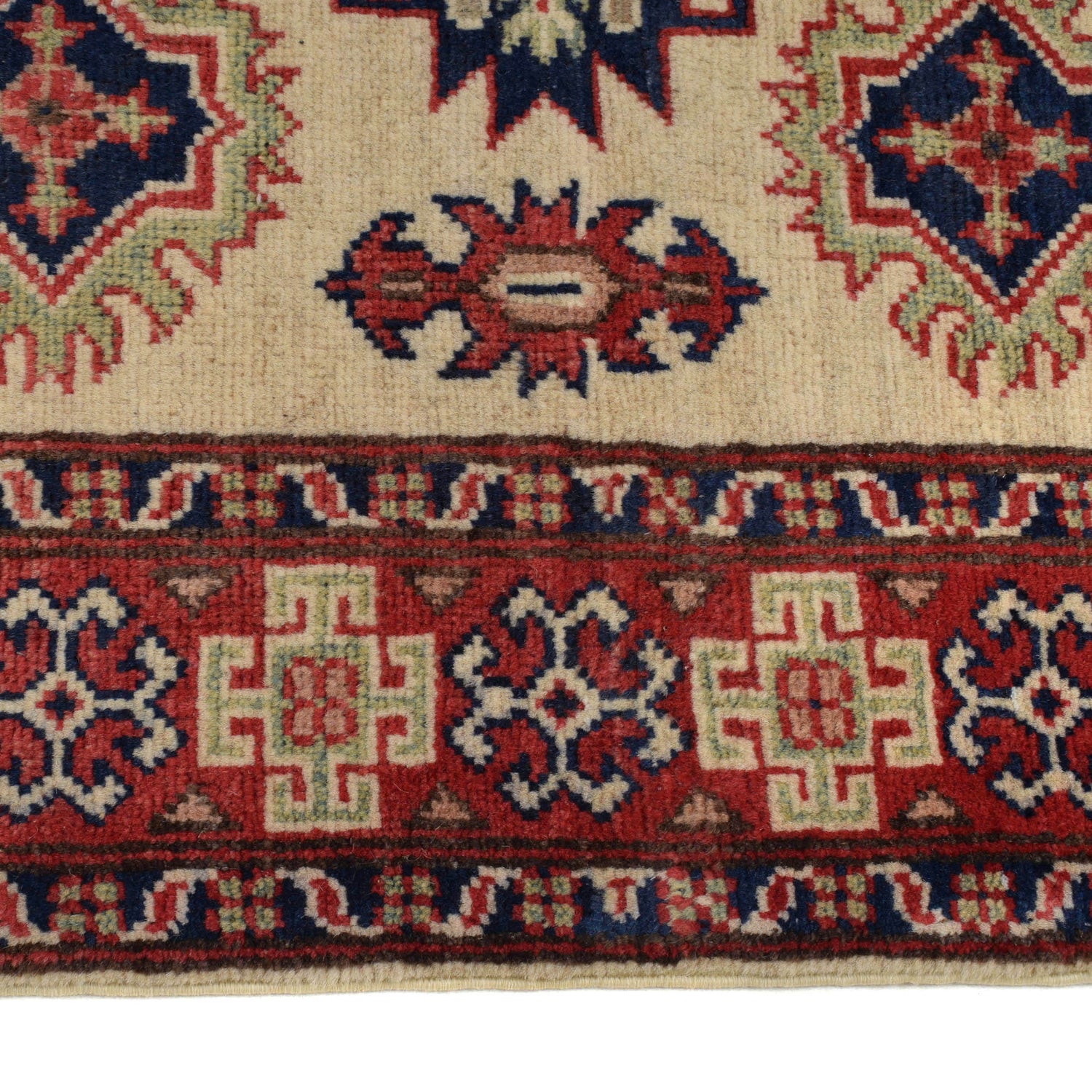 Kazak Rug Handmade Ivory Medallion 3x5 ft