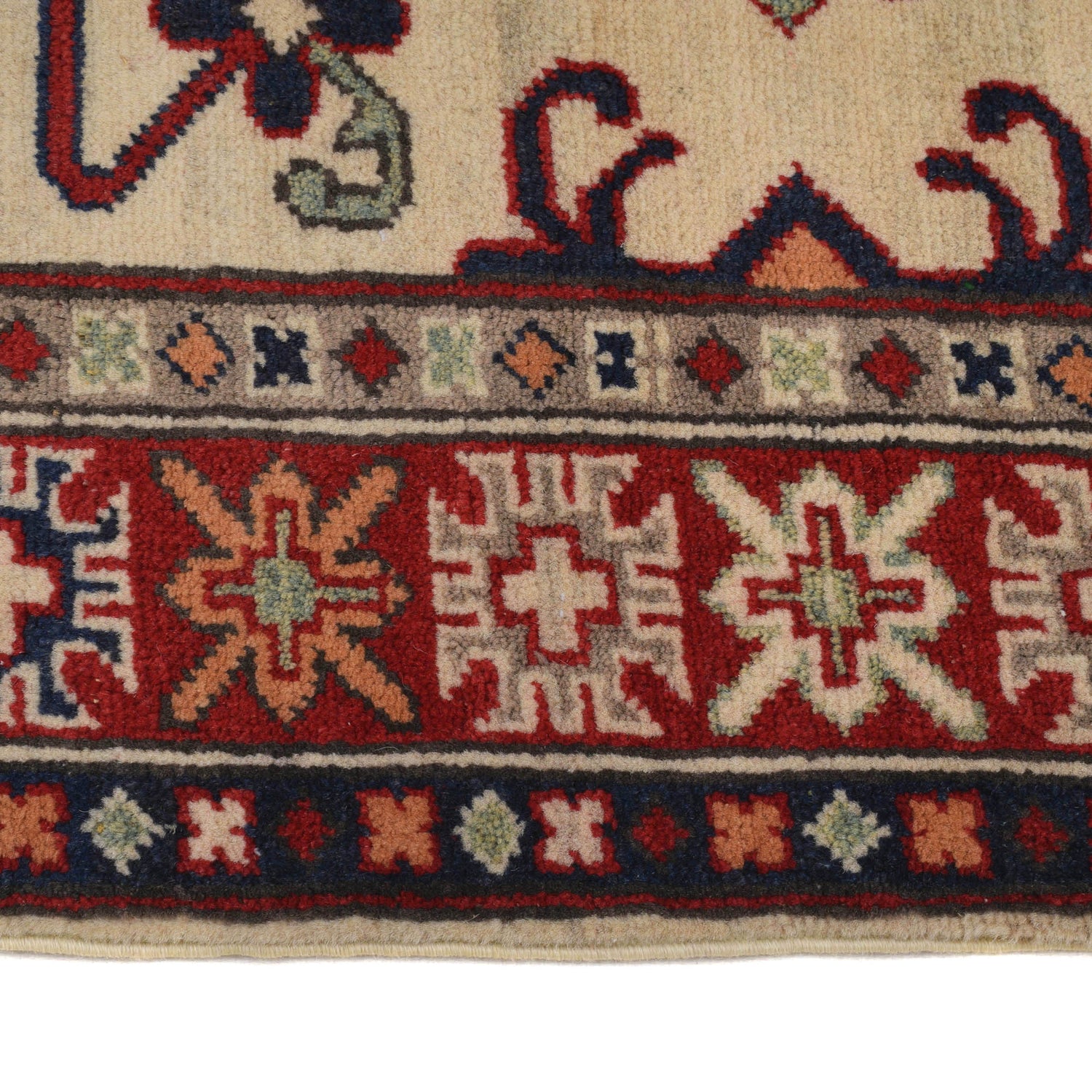 Kazak Rug Handmade Ivory Medallion 3x5 ft