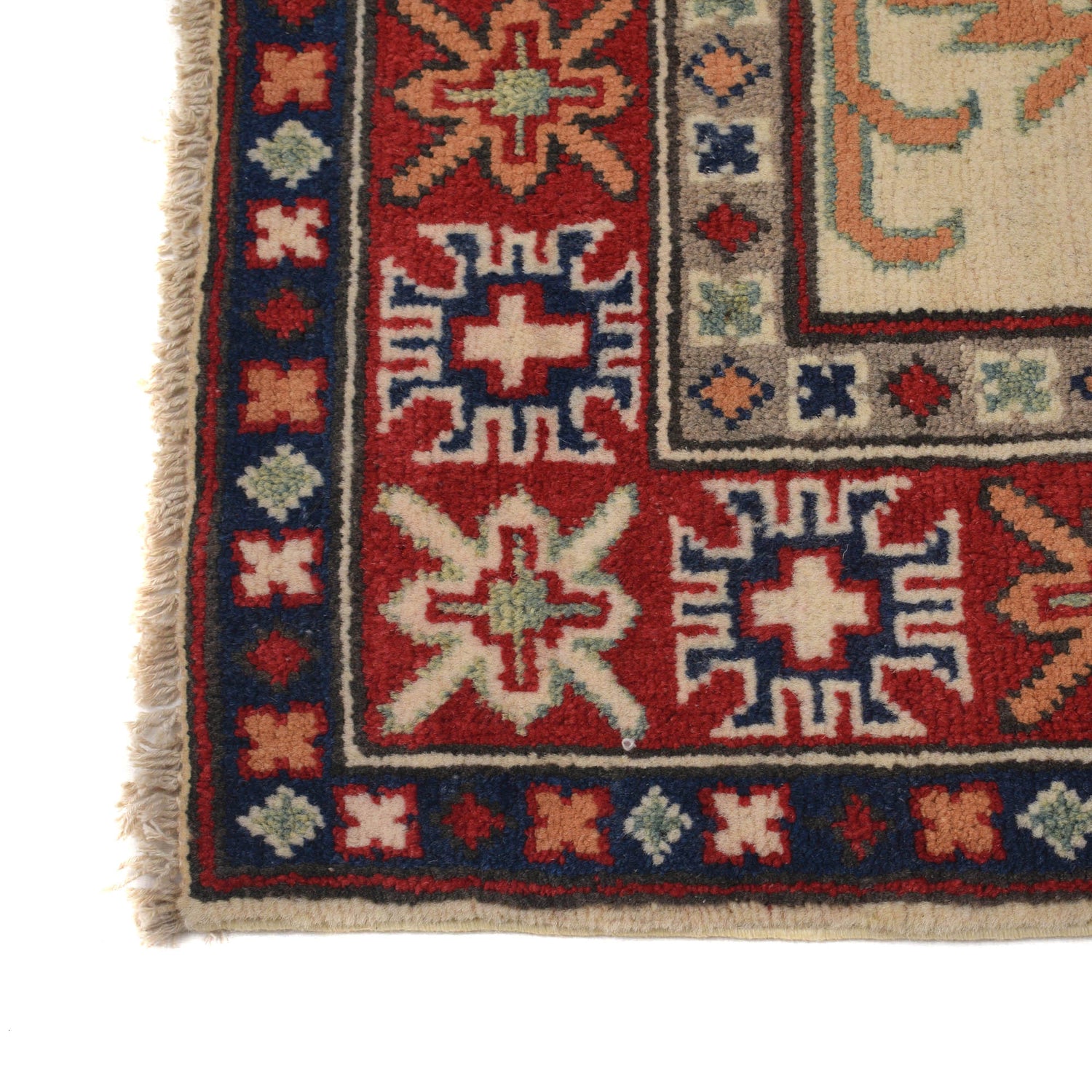 Kazak Rug Handmade Ivory Medallion 3x5 ft