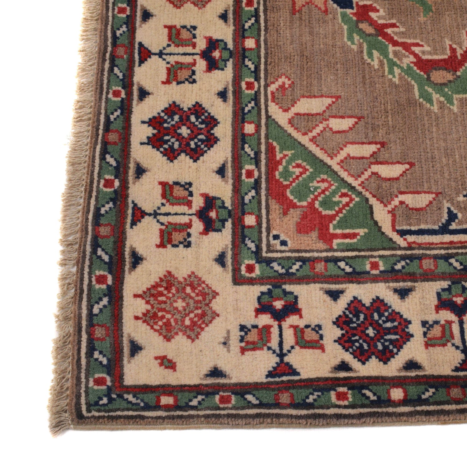 Kazak Rug Handmade Gray Medallion 3x5 ft