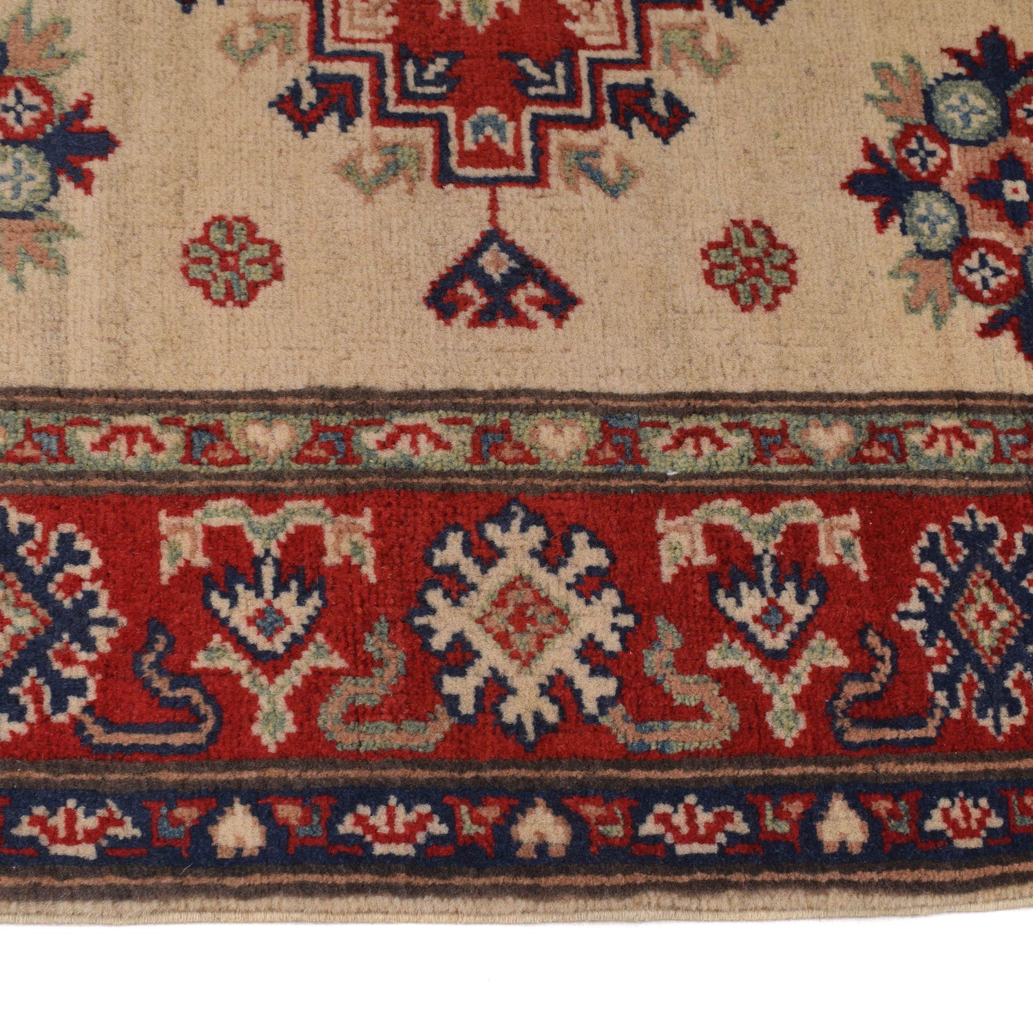 Kazak Rug Handmade Ivory Medallion 3x5 ft