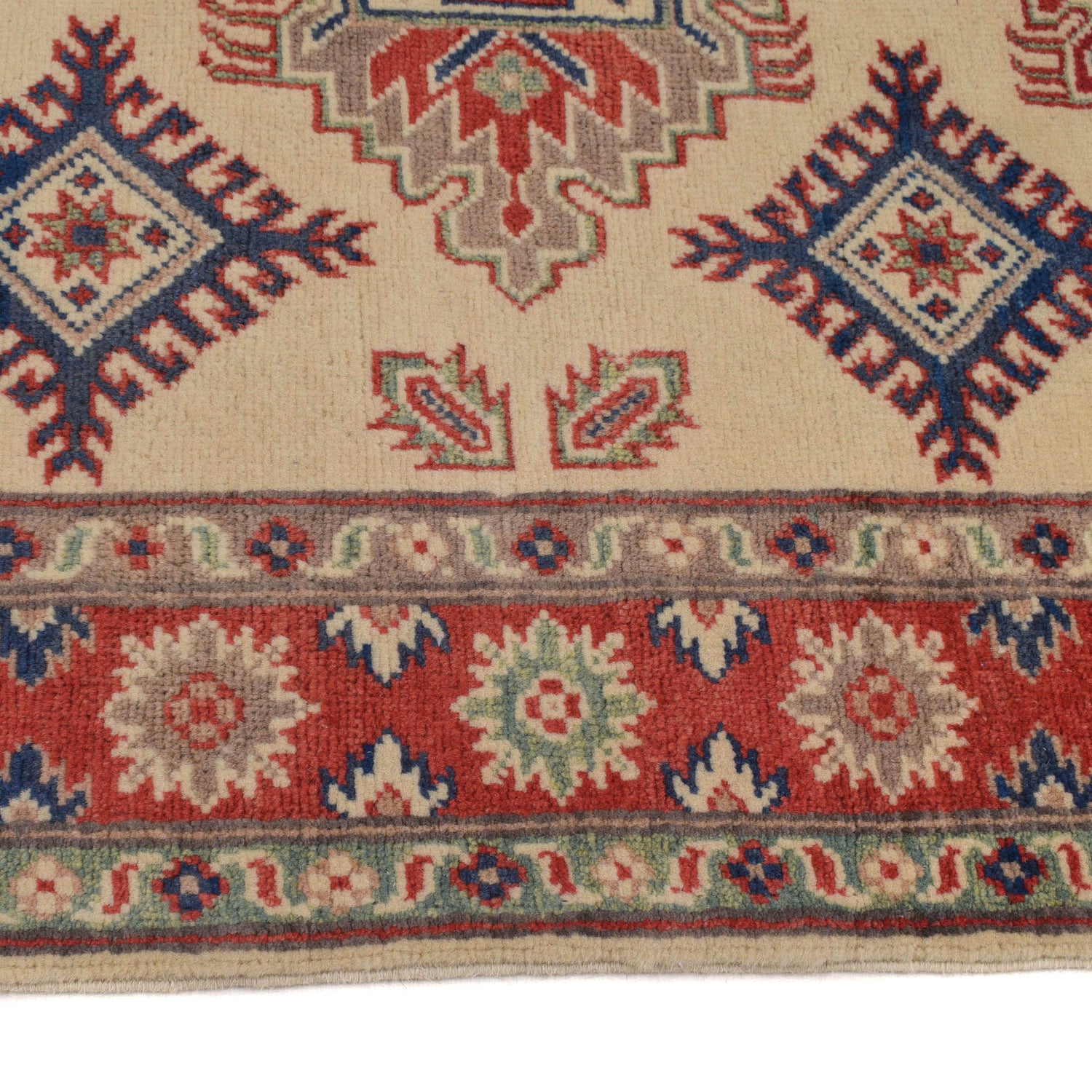Kazak Rug Handmade Ivory Medallion 3x5 ft