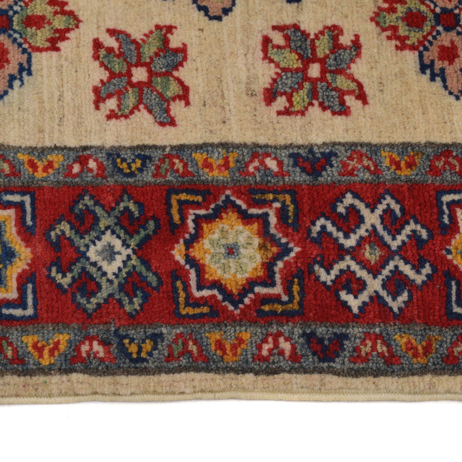 Kazak Rug Handmade Ivory Medallion 2x4 ft