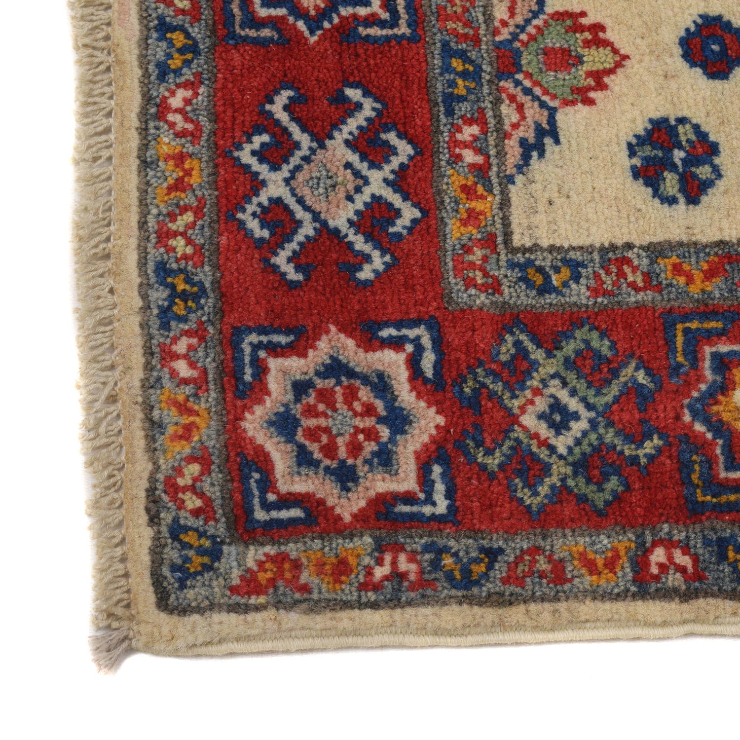 Kazak Rug Handmade Ivory Medallion 2x4 ft
