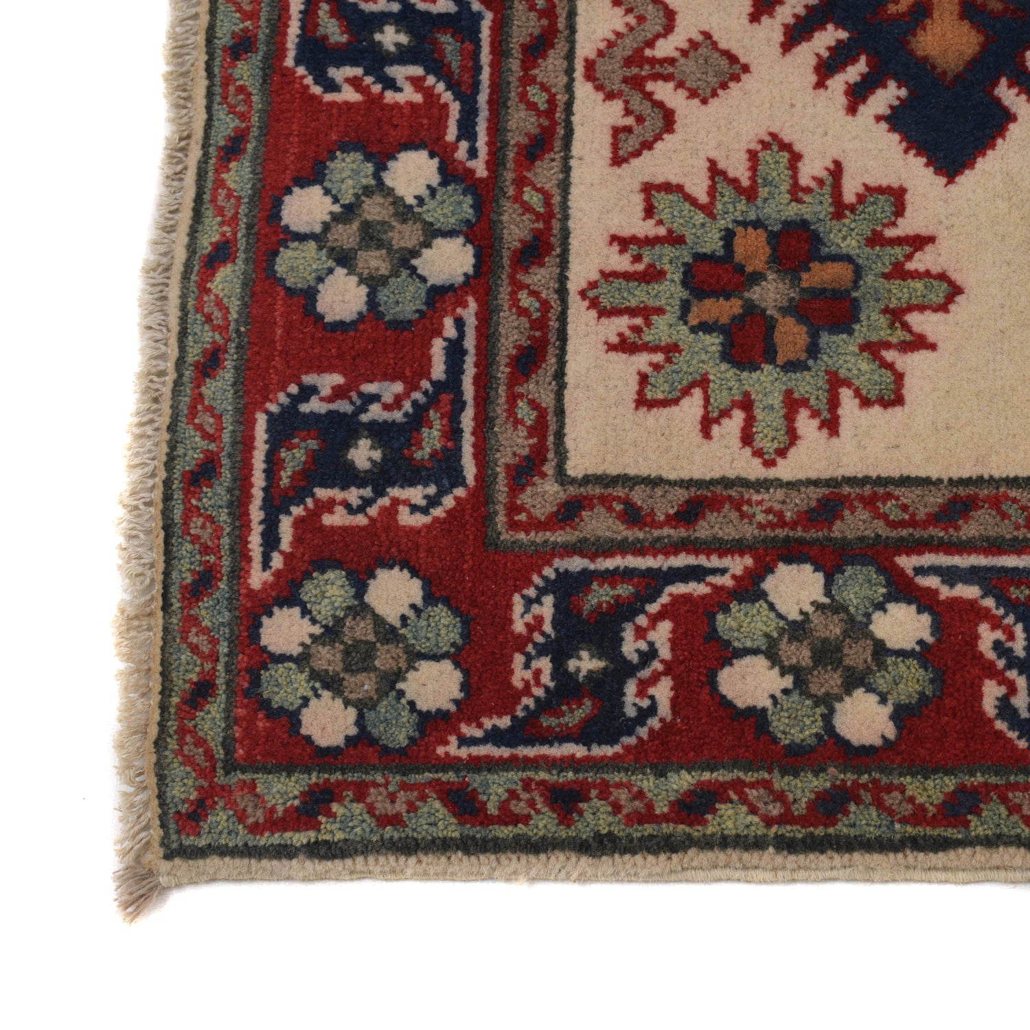 Kazak Rug Handmade Ivory Medallion 2x4 ft