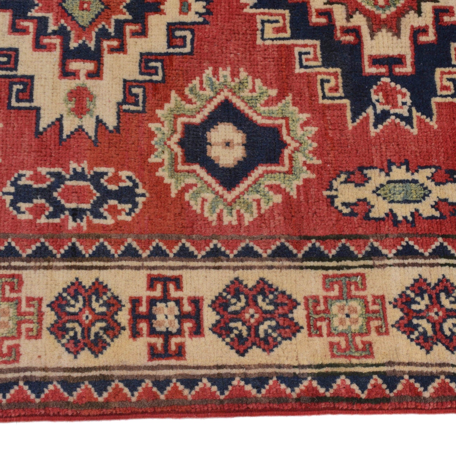 Kazak Rug Handmade Red Medallion 2x4 ft