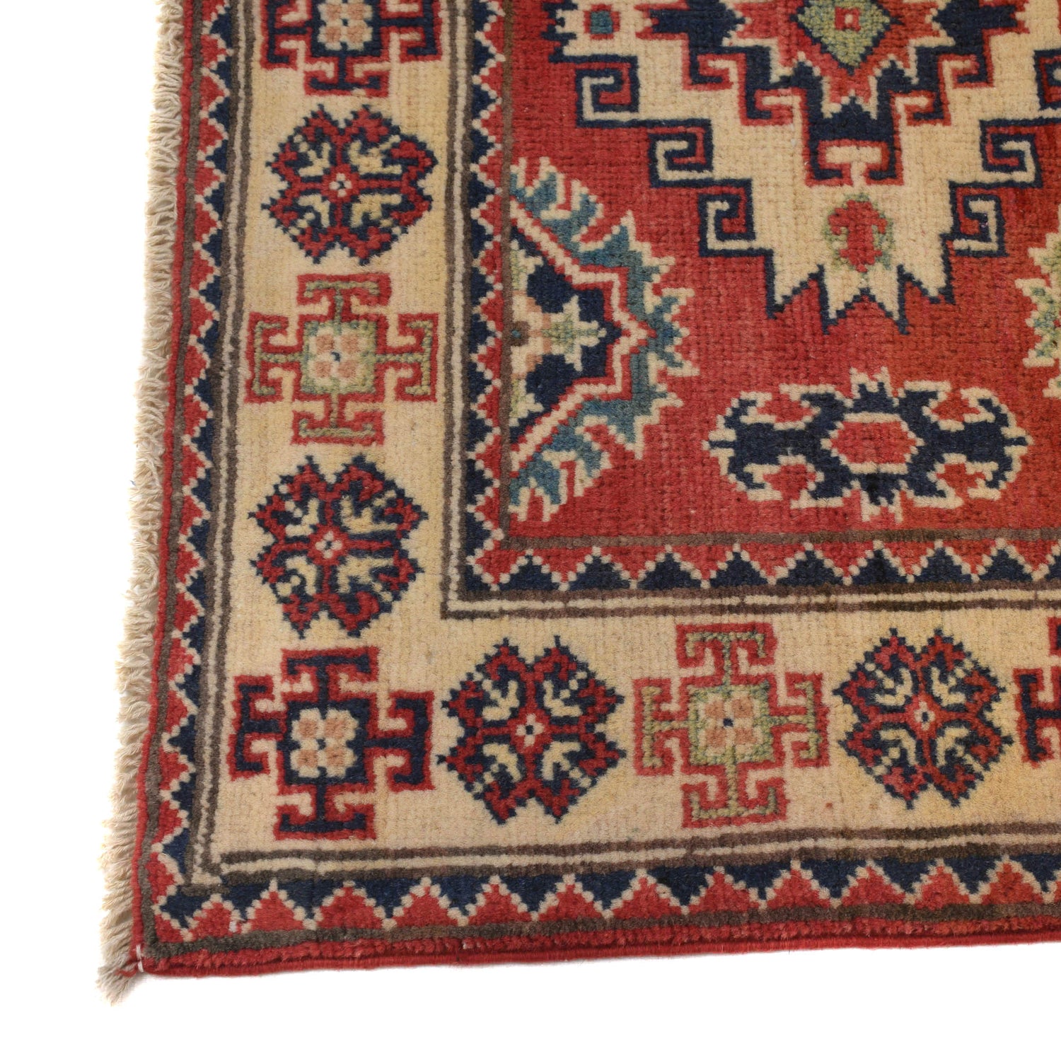 Kazak Rug Handmade Red Medallion 2x4 ft