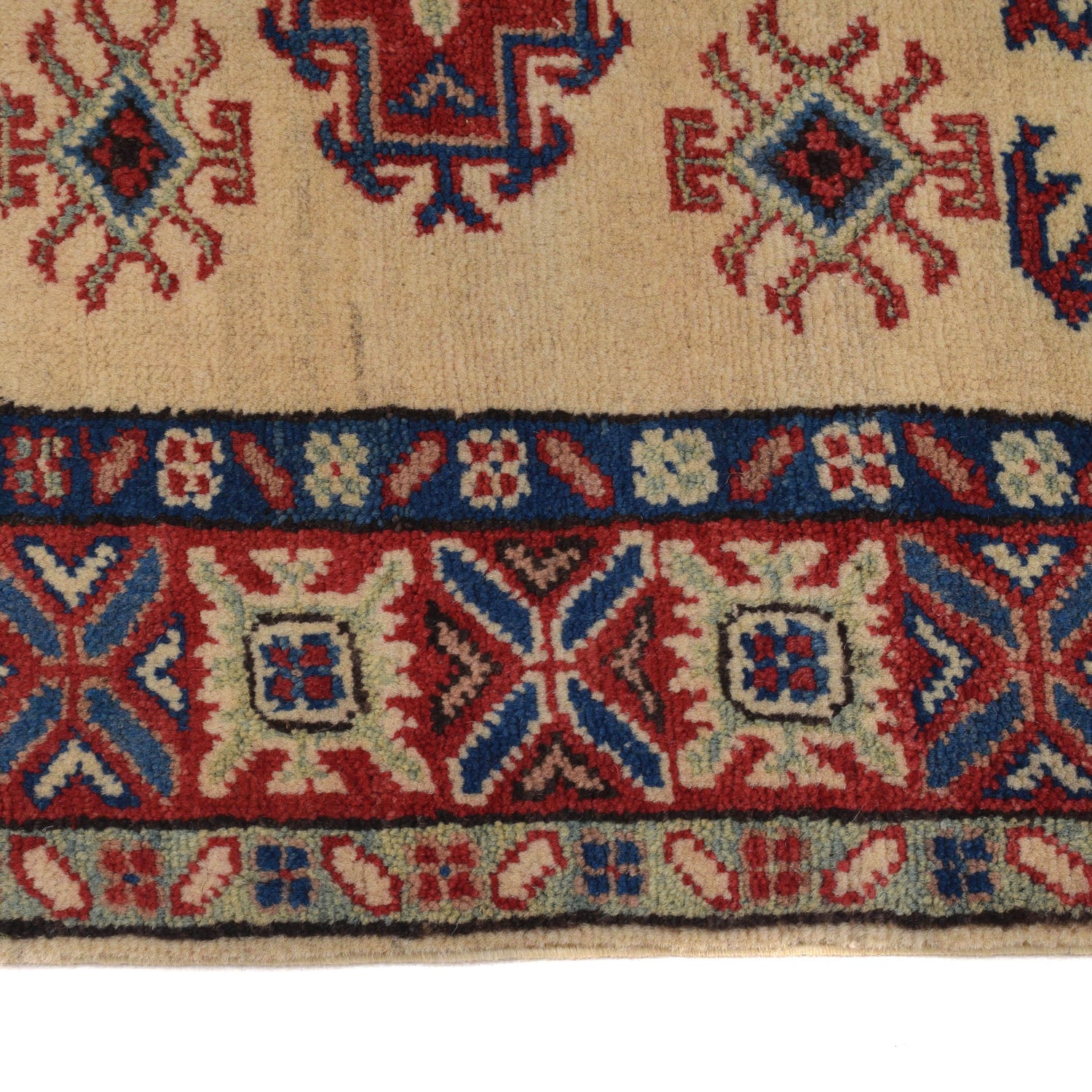 Kazak Rug Handmade Ivory Medallion 2x4 ft