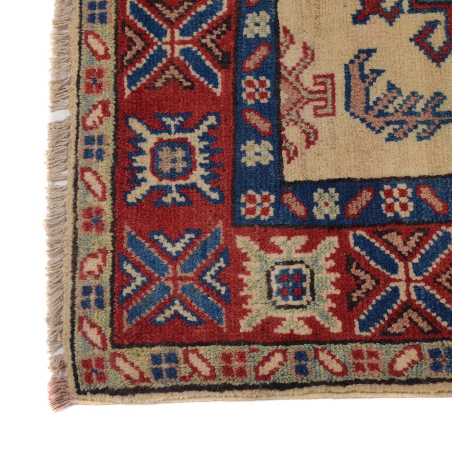Kazak Rug Handmade Ivory Medallion 2x4 ft