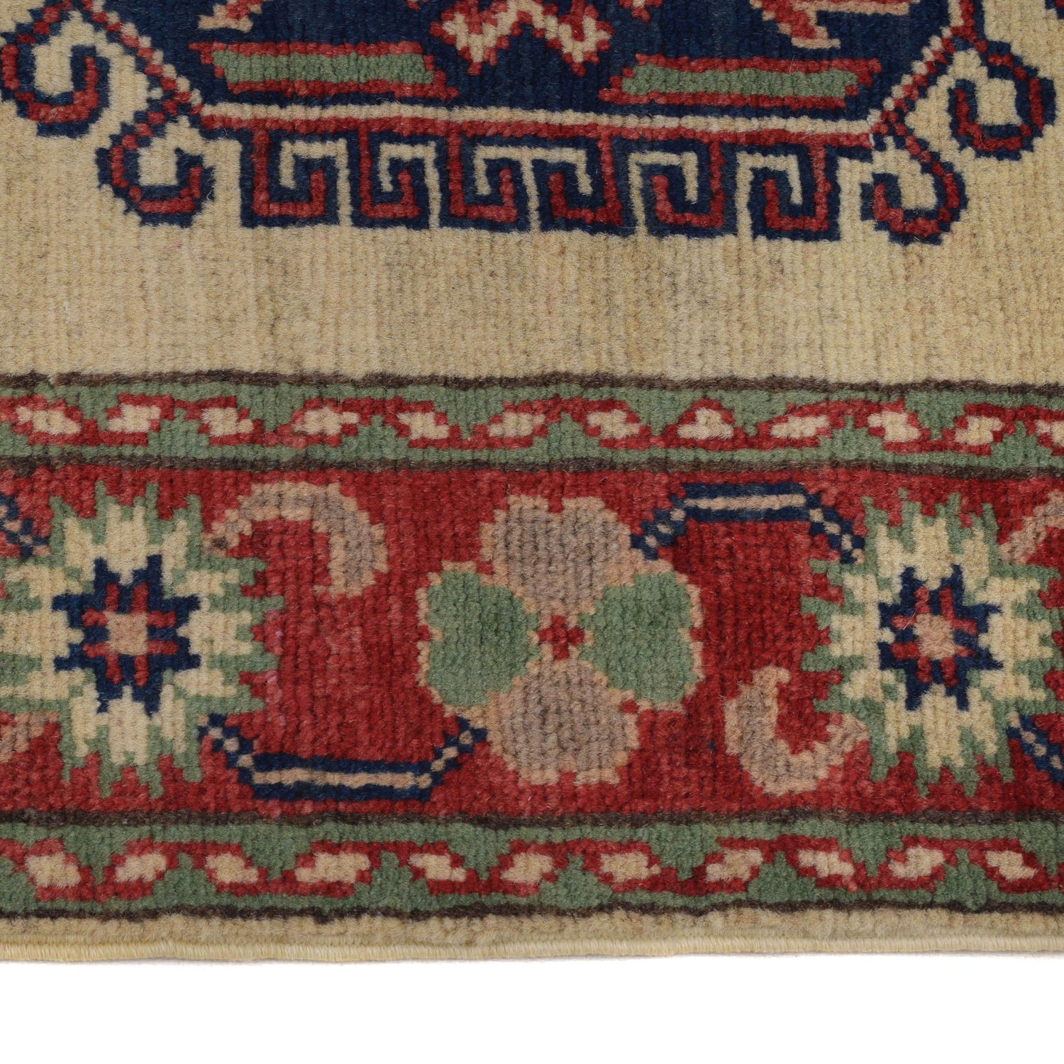Kazak Rug Handmade Ivory Medallion 2x4 ft
