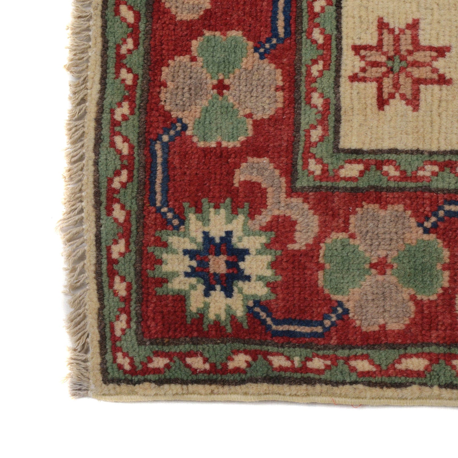 Kazak Rug Handmade Ivory Medallion 2x4 ft