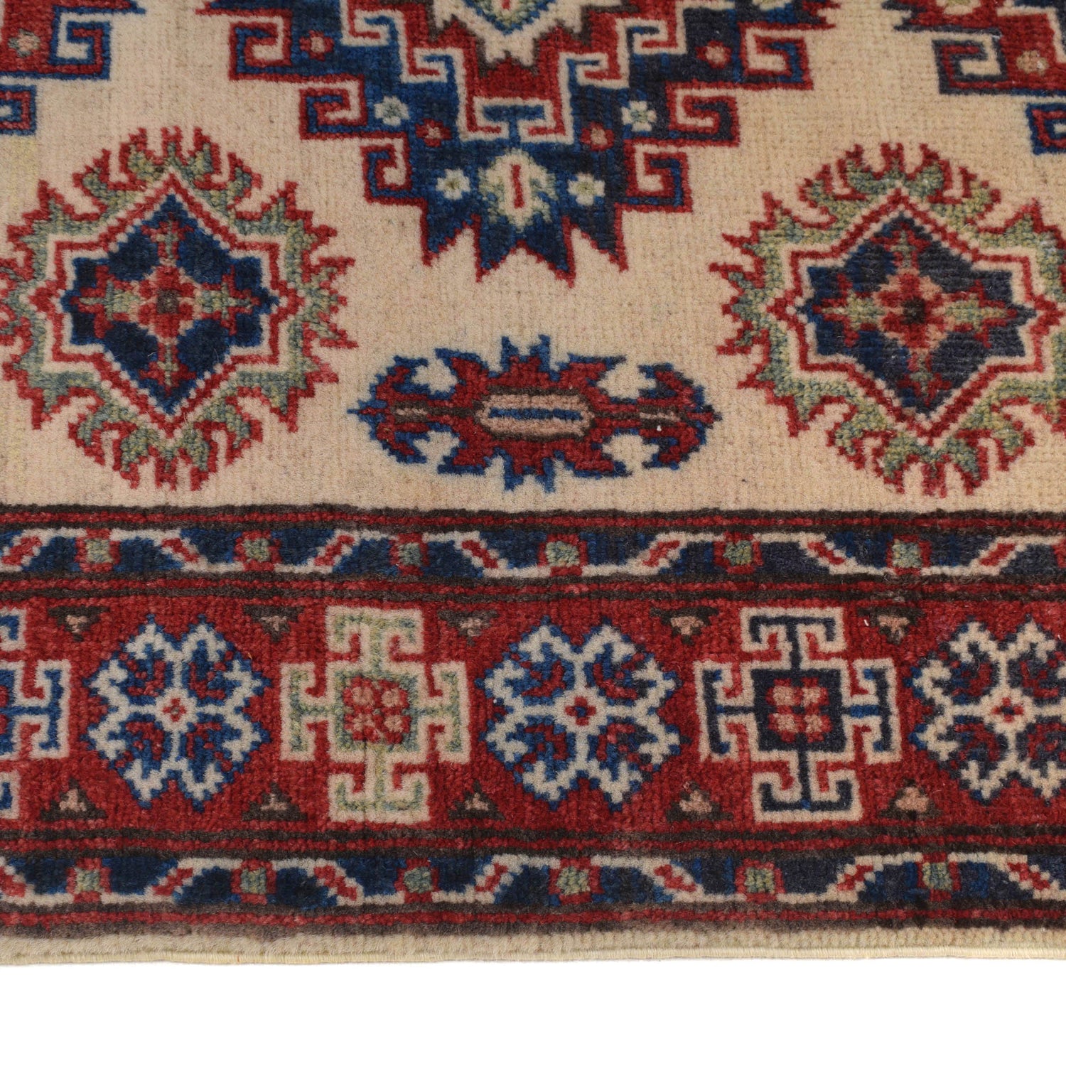 Kazak Rug Handmade Ivory Medallion 2x4 ft