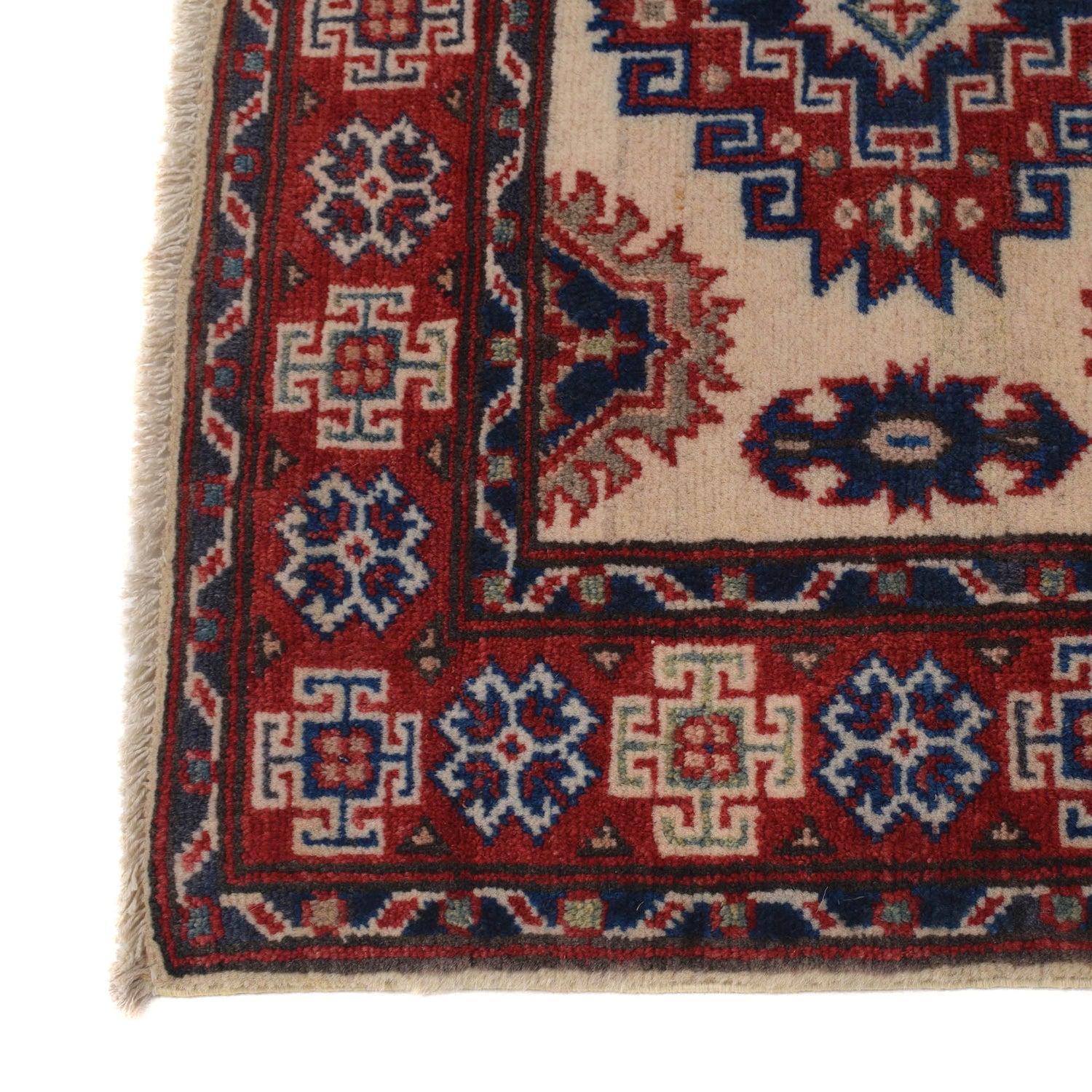 Kazak Rug Handmade Ivory Medallion 2x4 ft