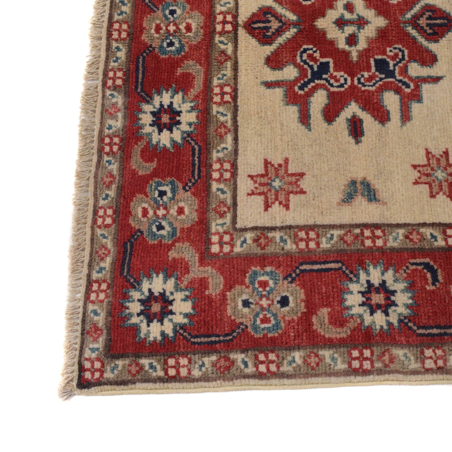 Kazak Rug Handmade Ivory Medallion 2x4 ft