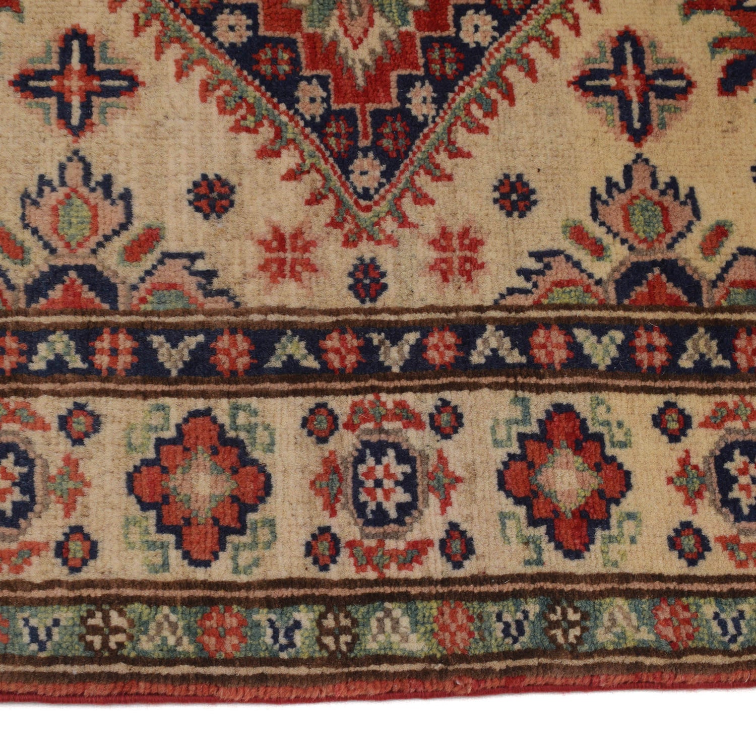 Kazak Rug Handmade Ivory Medallion 2x4 ft