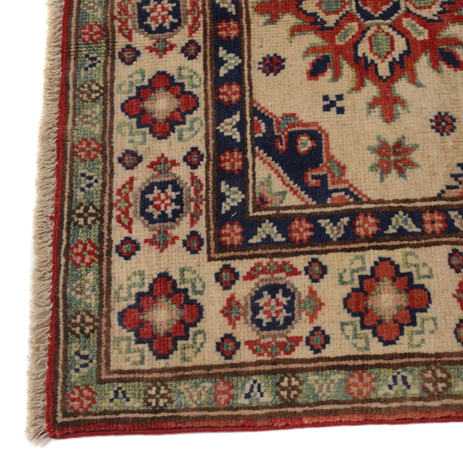 Kazak Rug Handmade Ivory Medallion 2x4 ft
