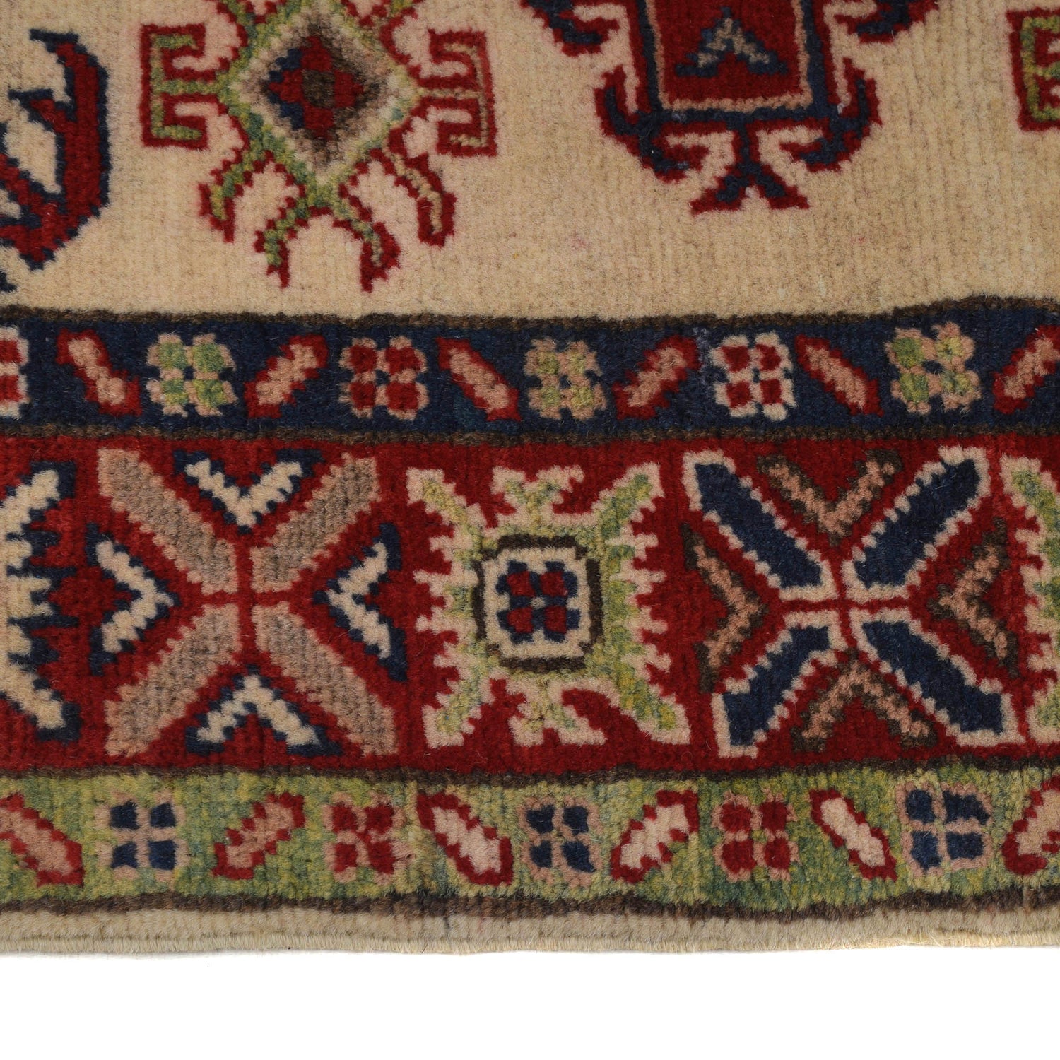 Kazak Rug Handmade Ivory Medallion 2x4 ft