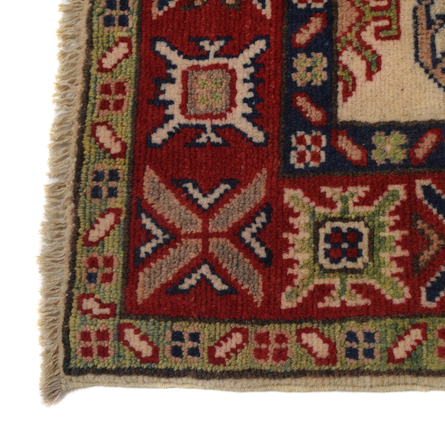 Kazak Rug Handmade Ivory Medallion 2x4 ft
