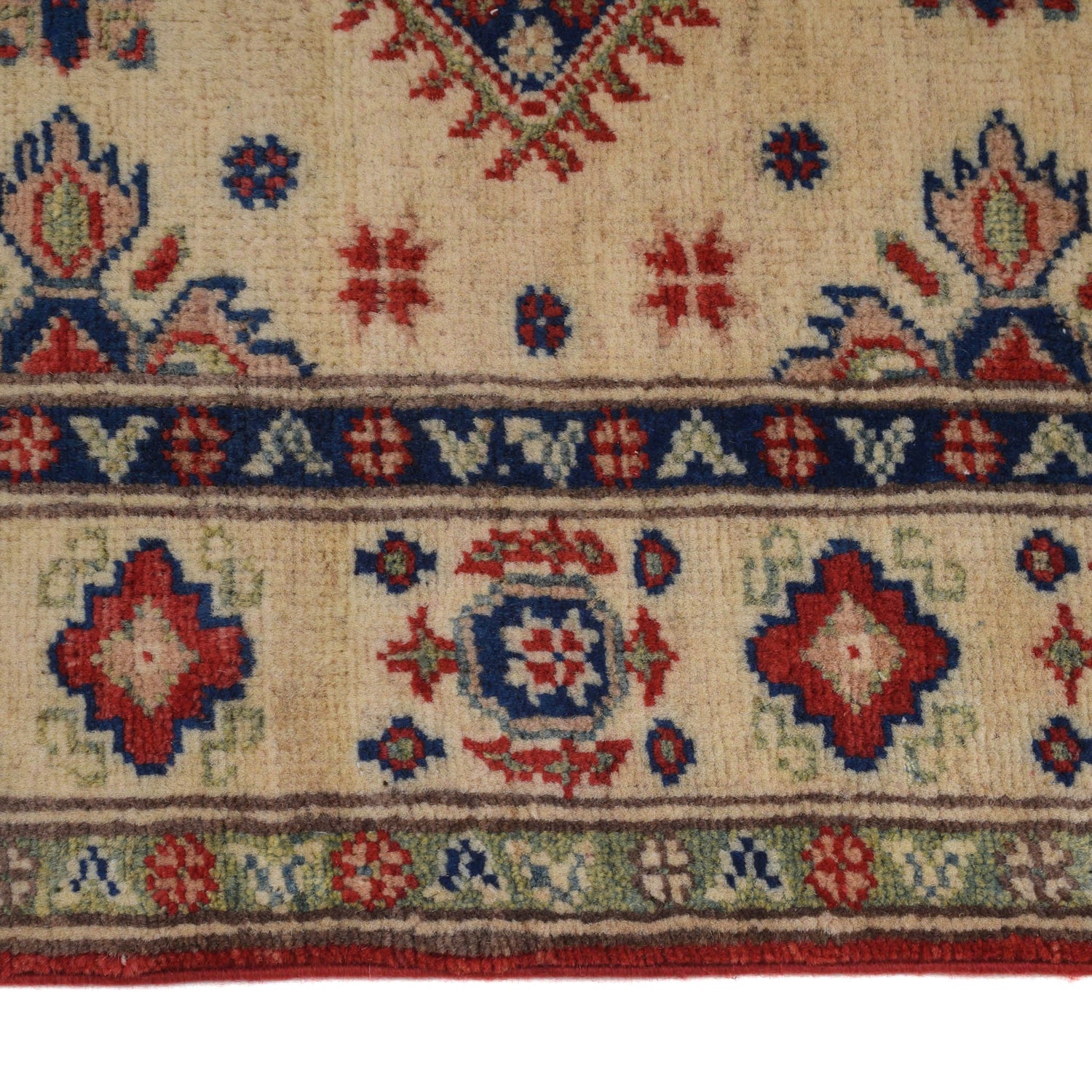 Kazak Rug Handmade Ivory Medallion 2x4 ft