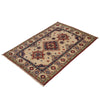 Kazak Rug Handmade Ivory Medallion 2x4 ft