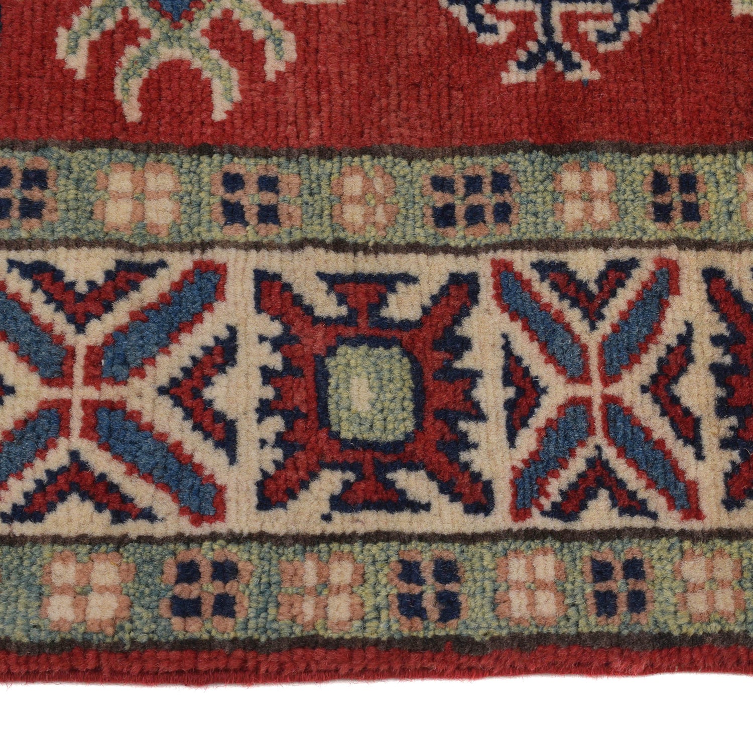 Kazak Rug Handmade Red Medallion 2x4 ft