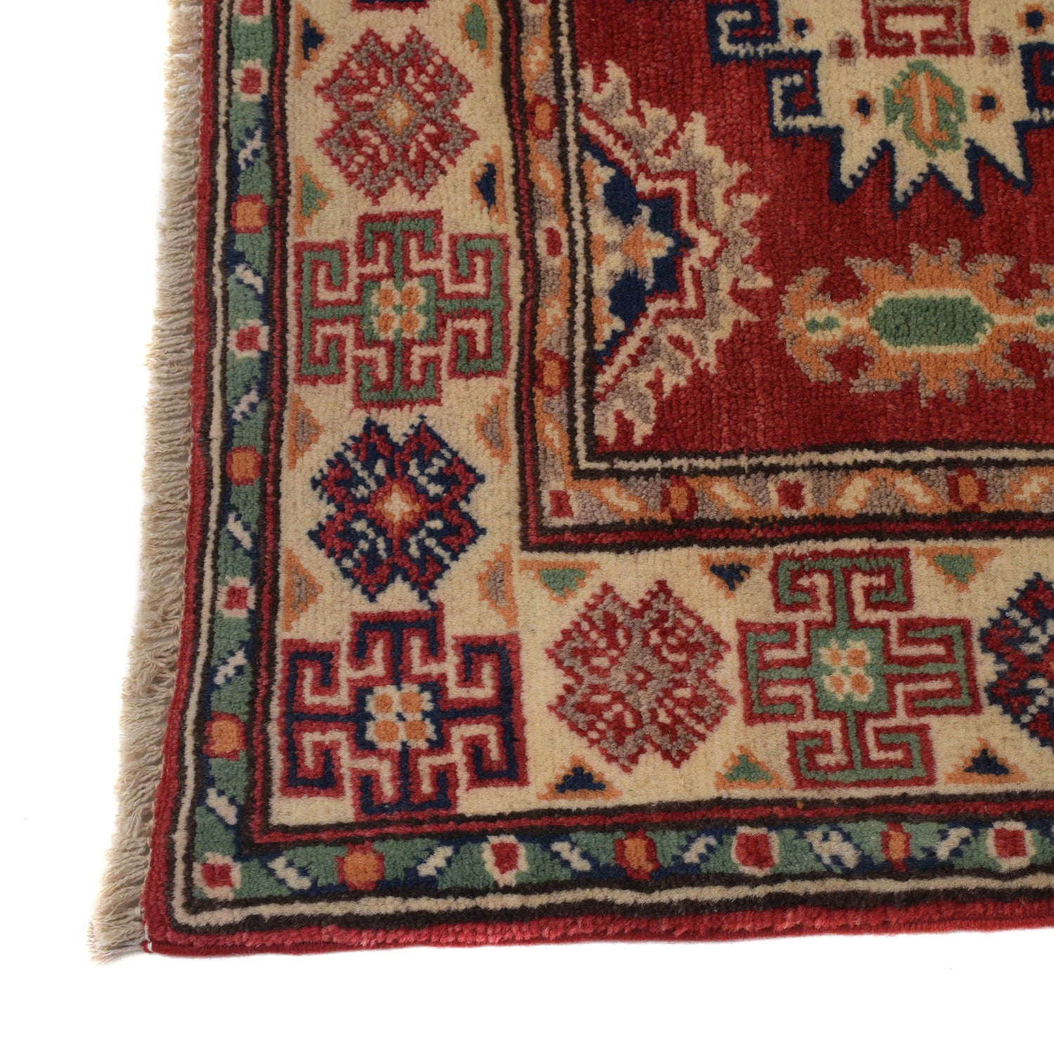 Kazak Rug Handmade Red Medallion 2x4 ft