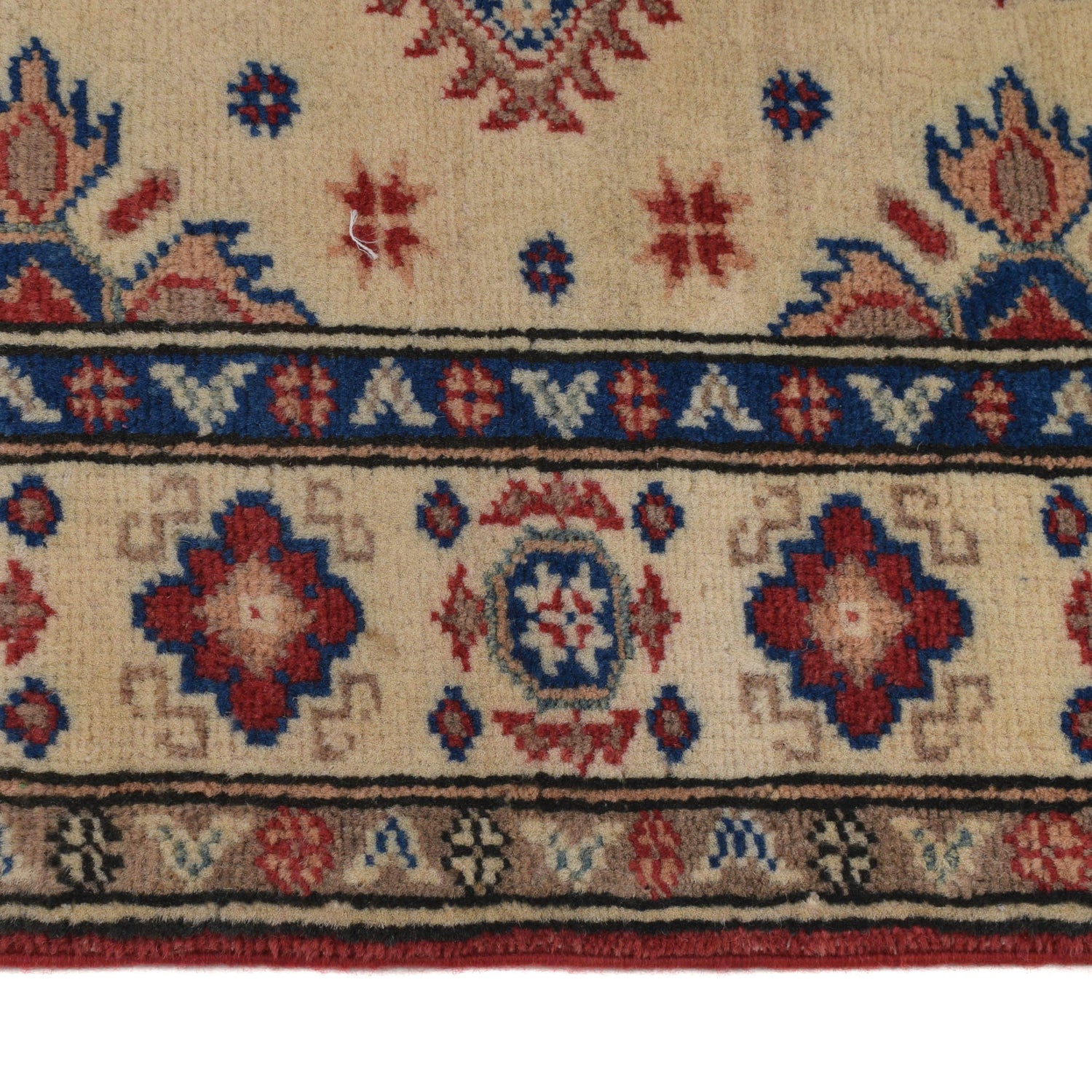 Kazak Rug Handmade Ivory Medallion 2x4 ft