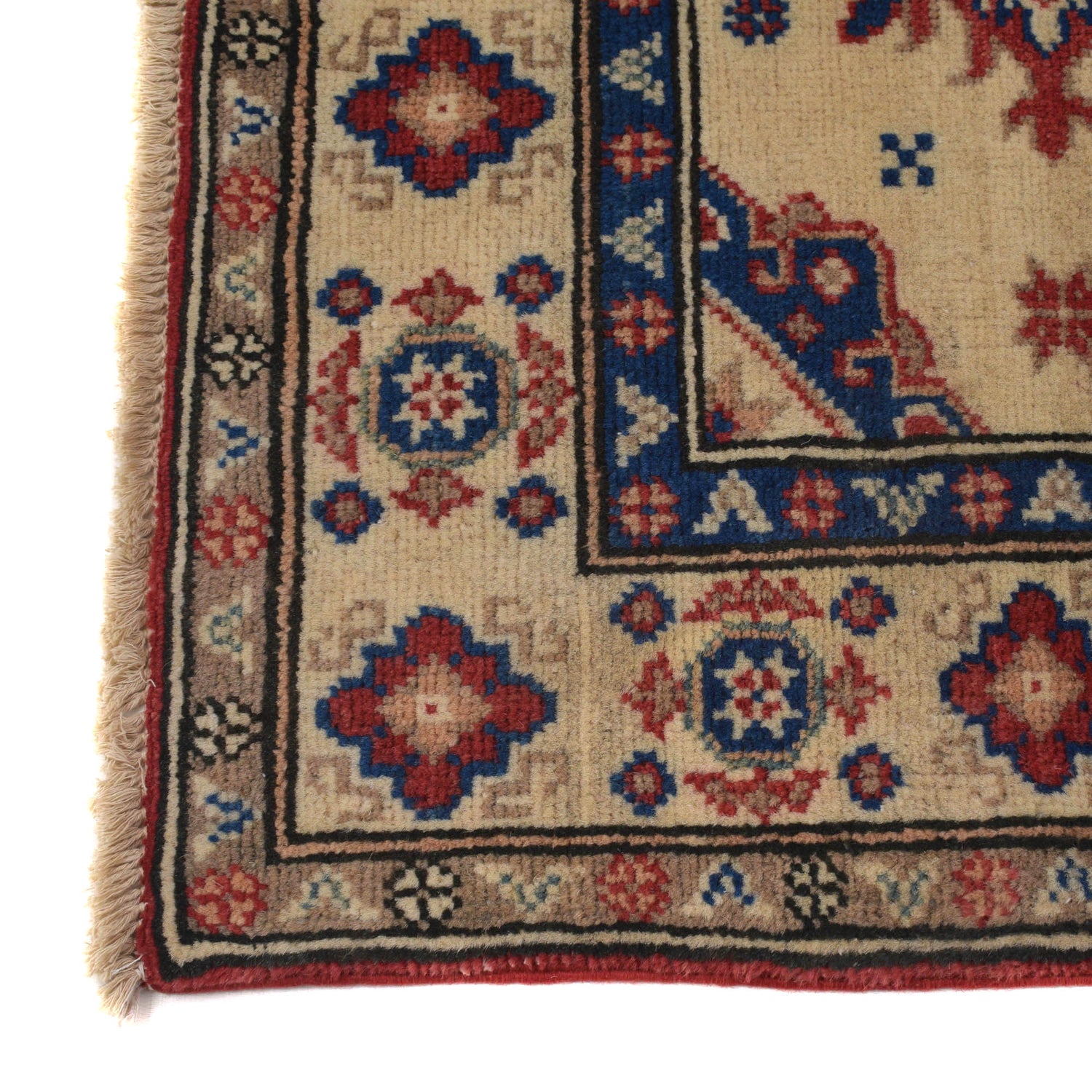 Kazak Rug Handmade Ivory Medallion 2x4 ft