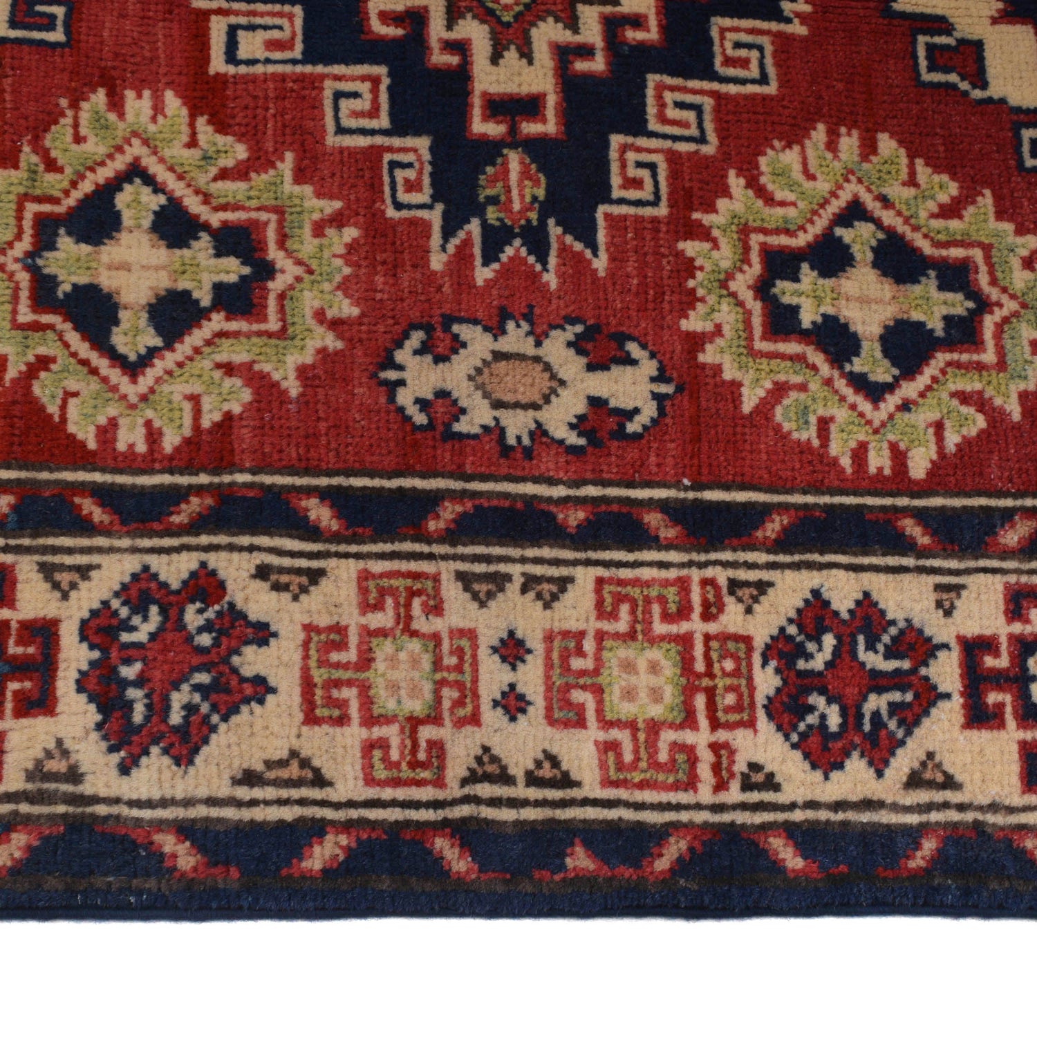 Kazak Rug Handmade Red Medallion 2x4 ft