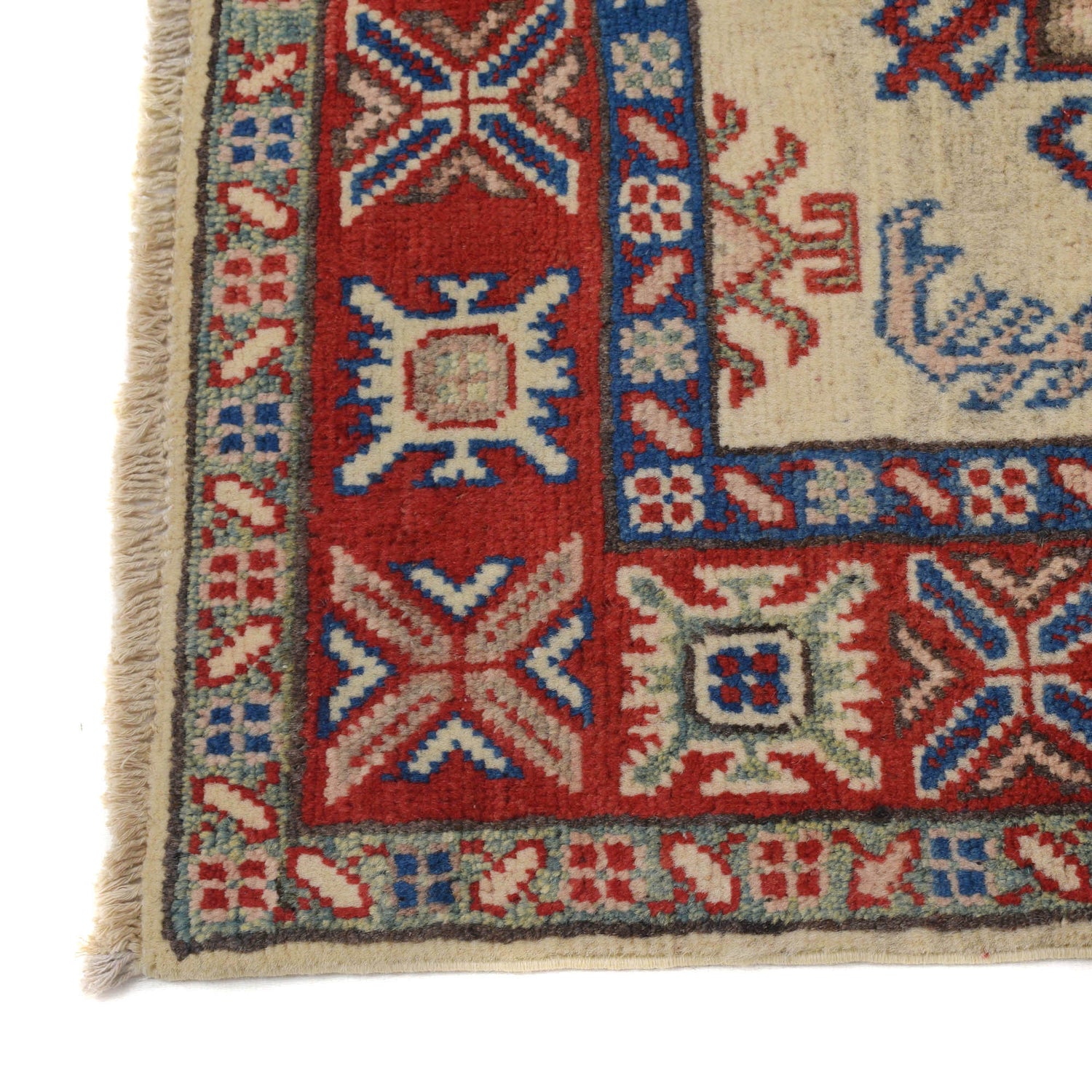 Kazak Rug Handmade Ivory Medallion 2x4 ft