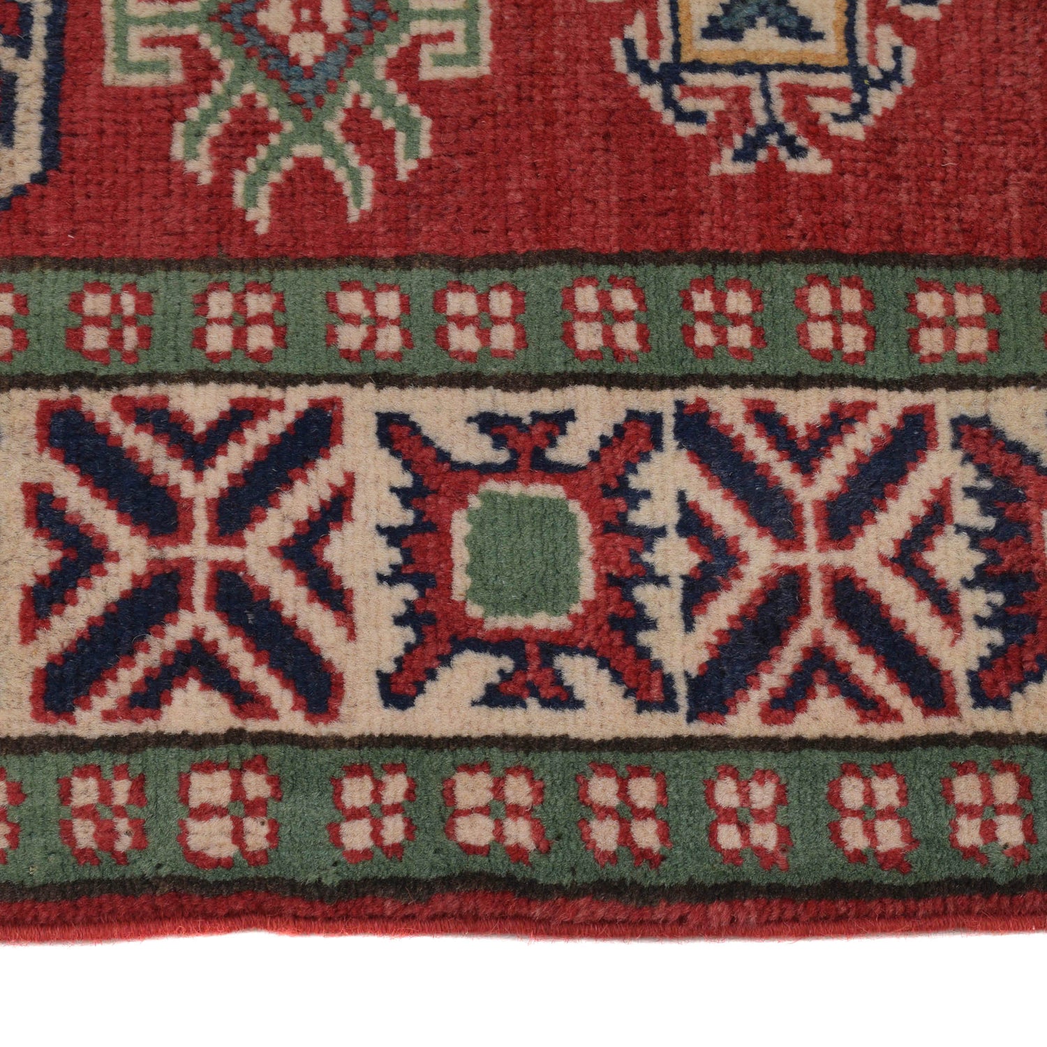 Kazak Rug Handmade Red Medallion 2x4 ft