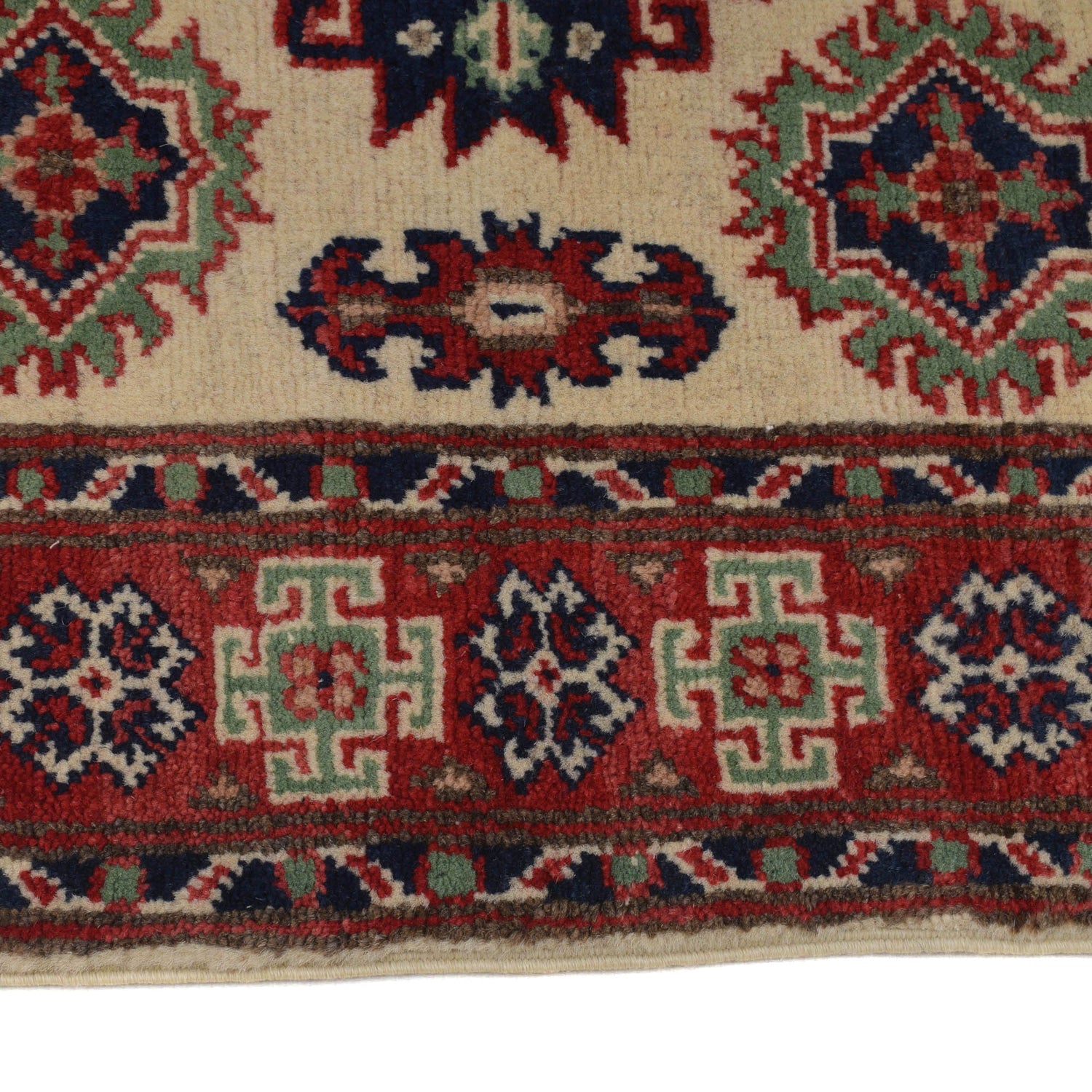 Kazak Rug Handmade Ivory Medallion 2x4 ft