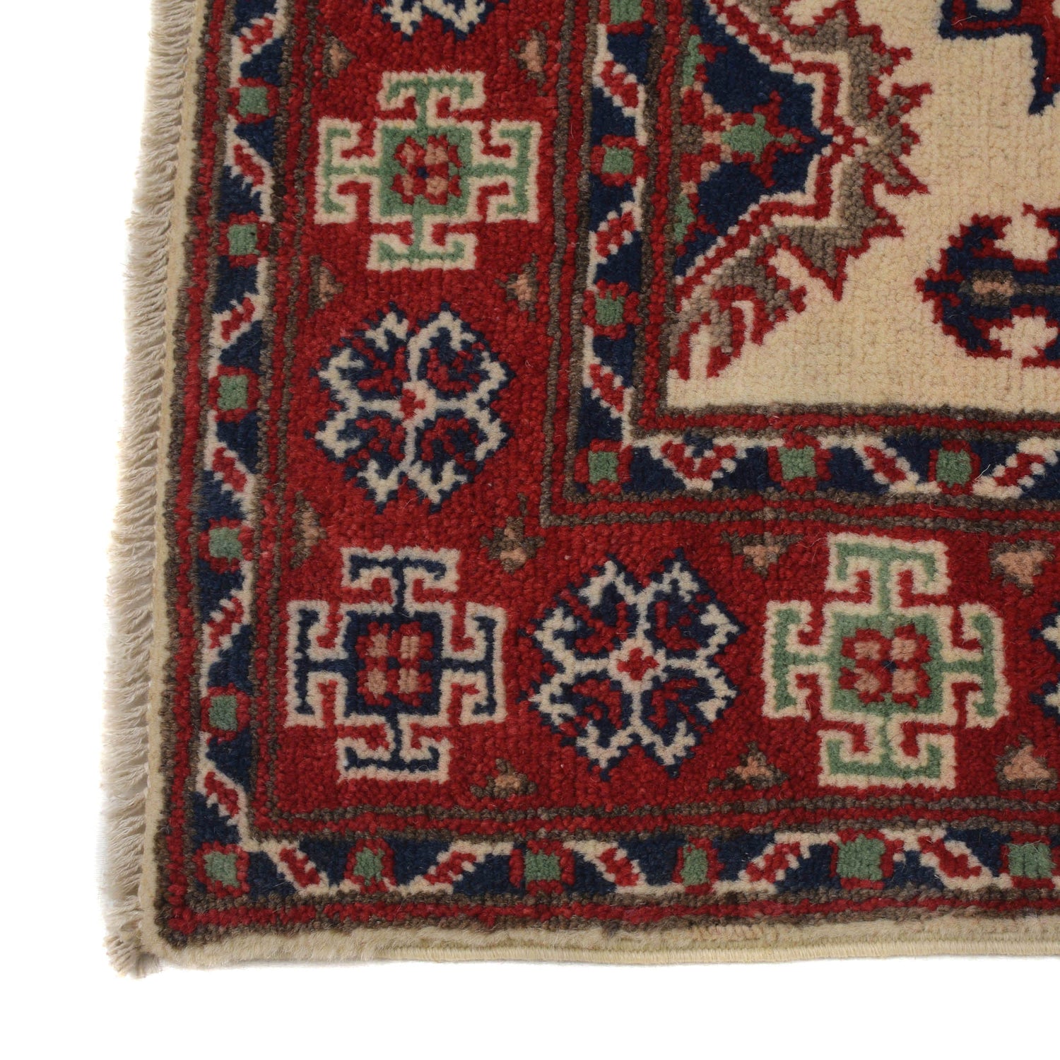 Kazak Rug Handmade Ivory Medallion 2x4 ft
