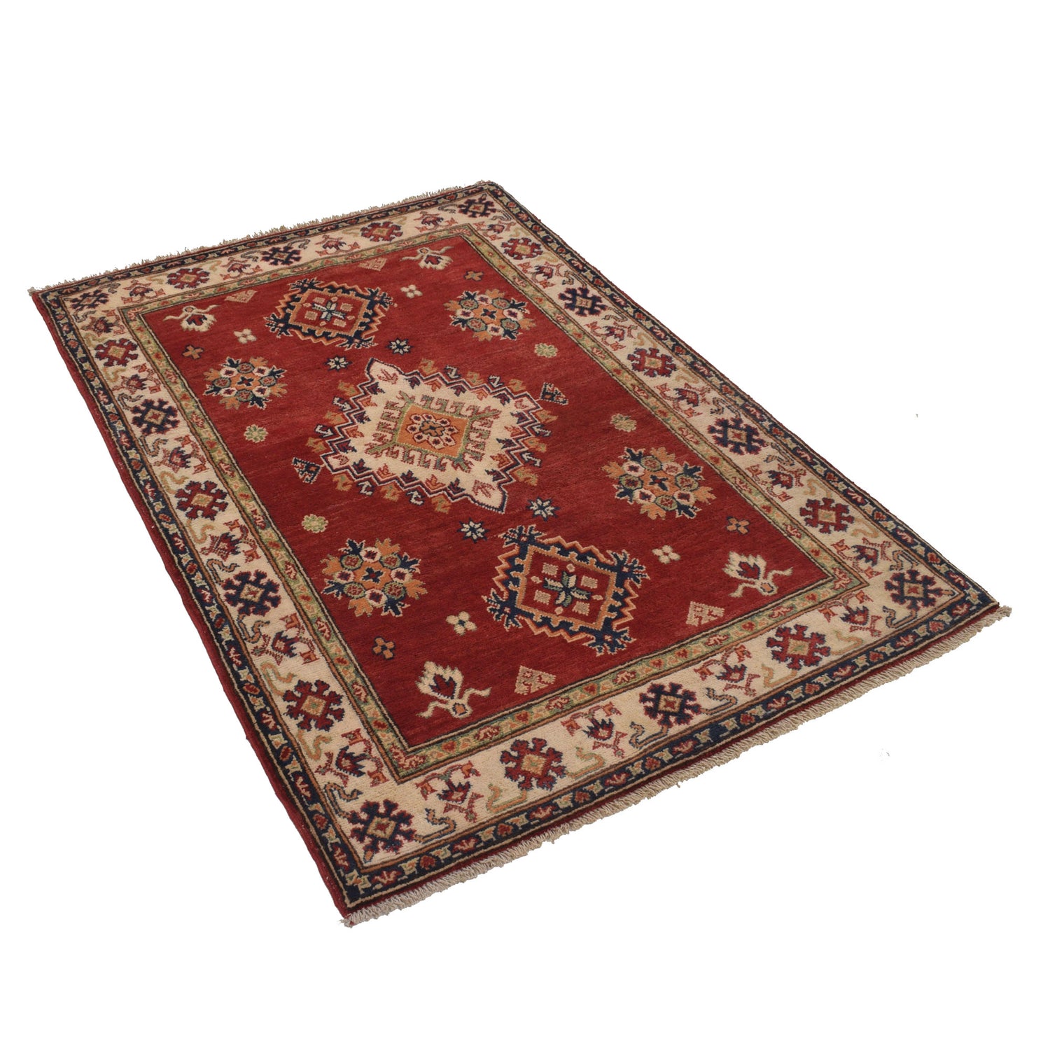 Kazak Rug Handmade Red Medallion 3x5 ft