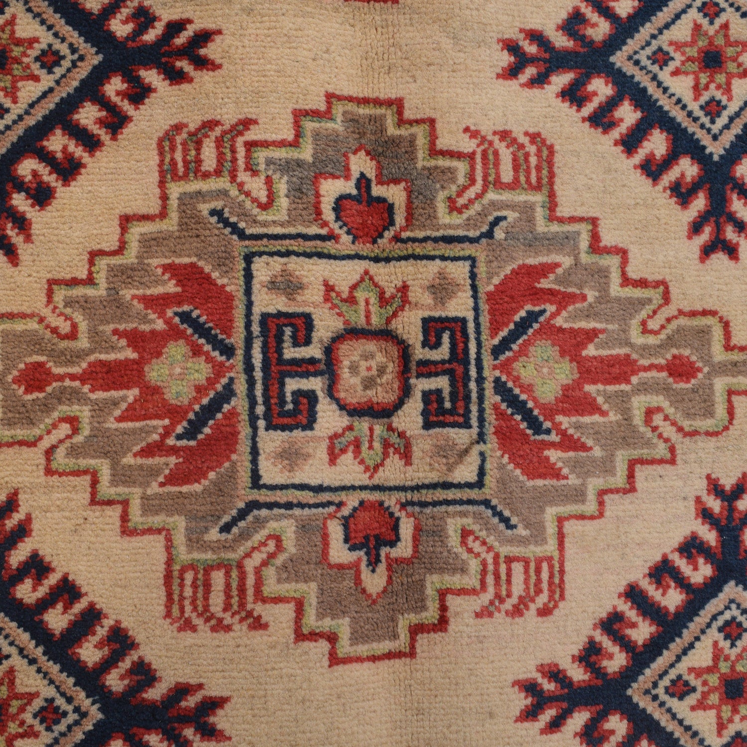 Kazak Rug Handmade Ivory Medallion 3x5 ft