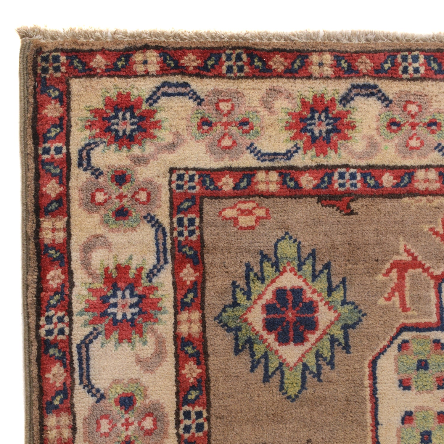 Kazak Rug Handmade Gray Medallion 3x5 ft
