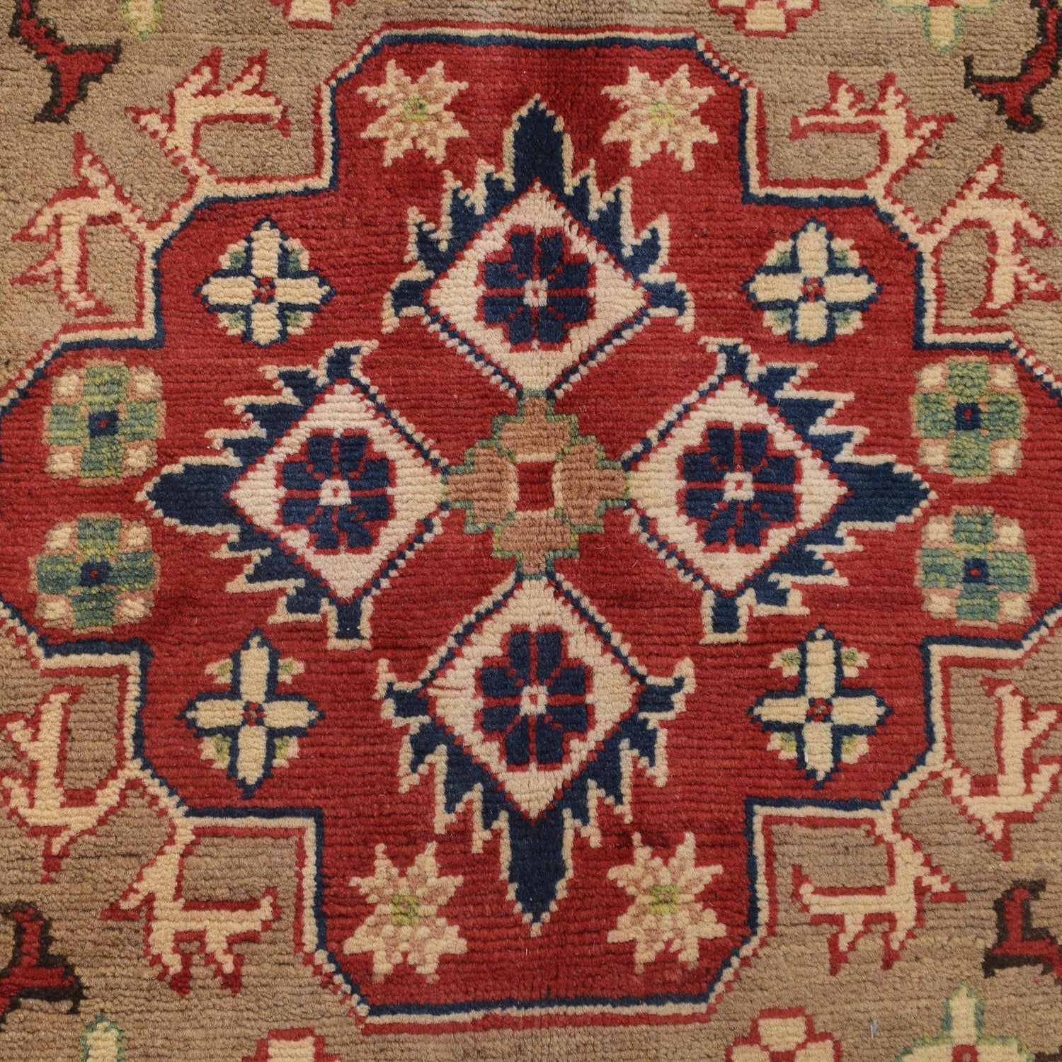 Kazak Rug Handmade Gray Medallion 3x5 ft