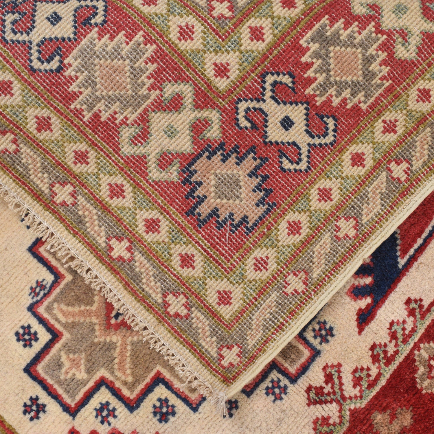 Kazak Rug Handmade Ivory Medallion 3x5 ft