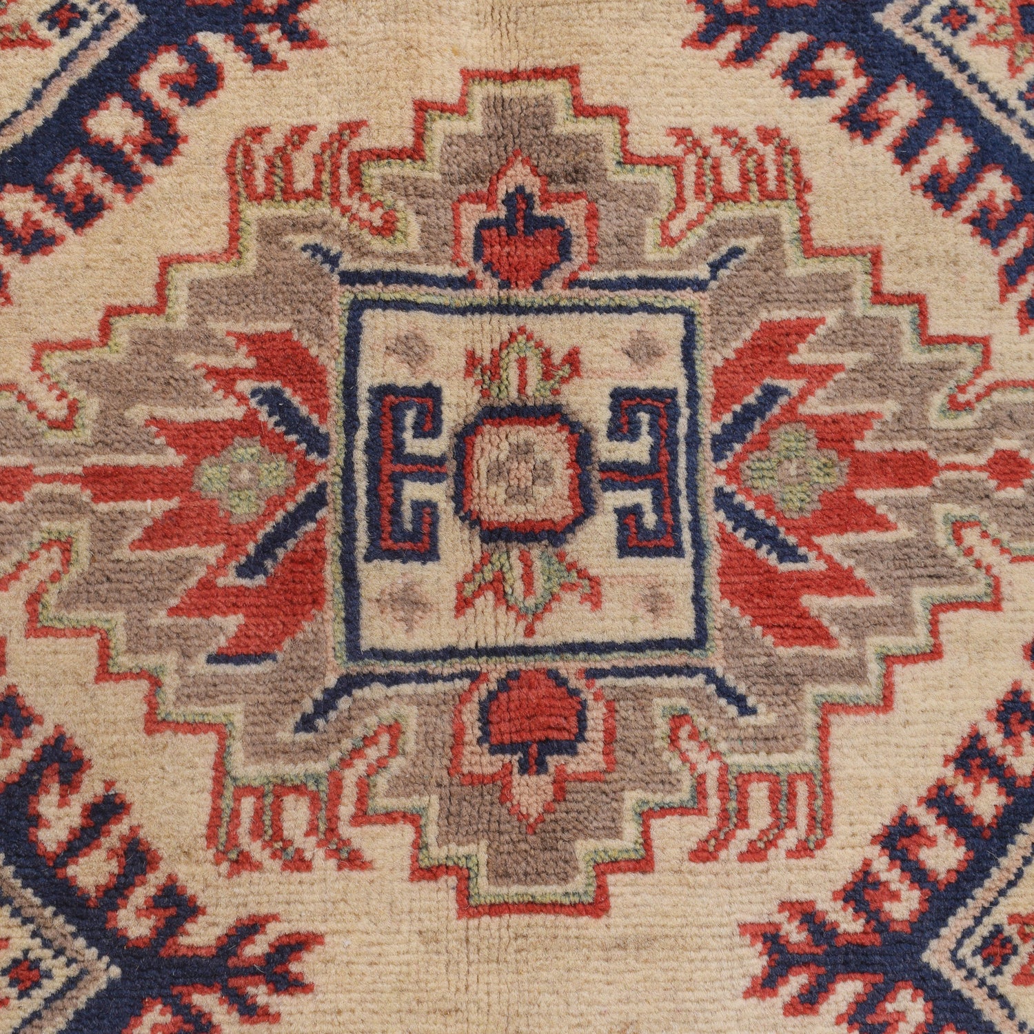 Kazak Rug Handmade Ivory Medallion 3x5 ft