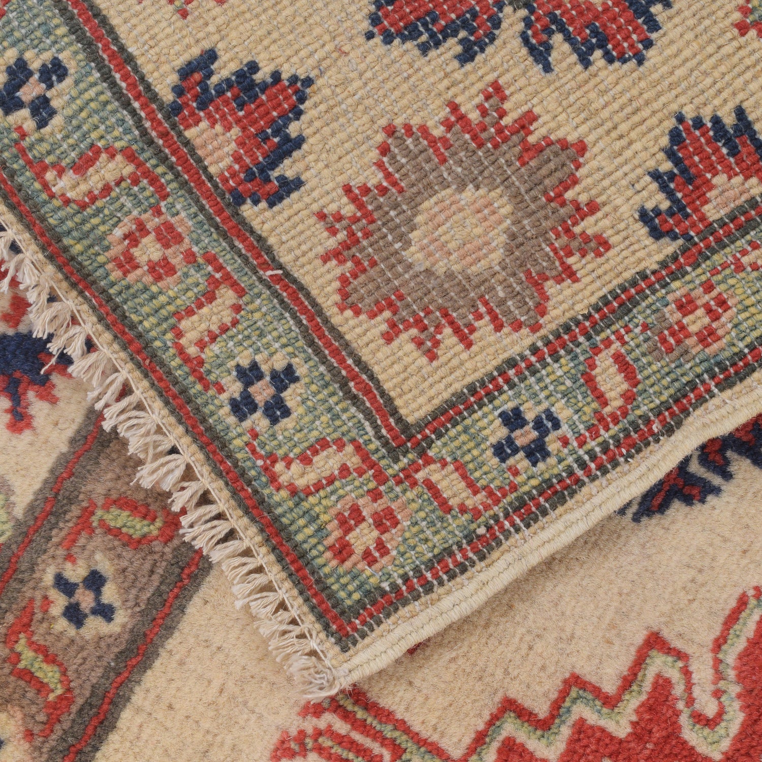 Kazak Rug Handmade Ivory Medallion 3x5 ft