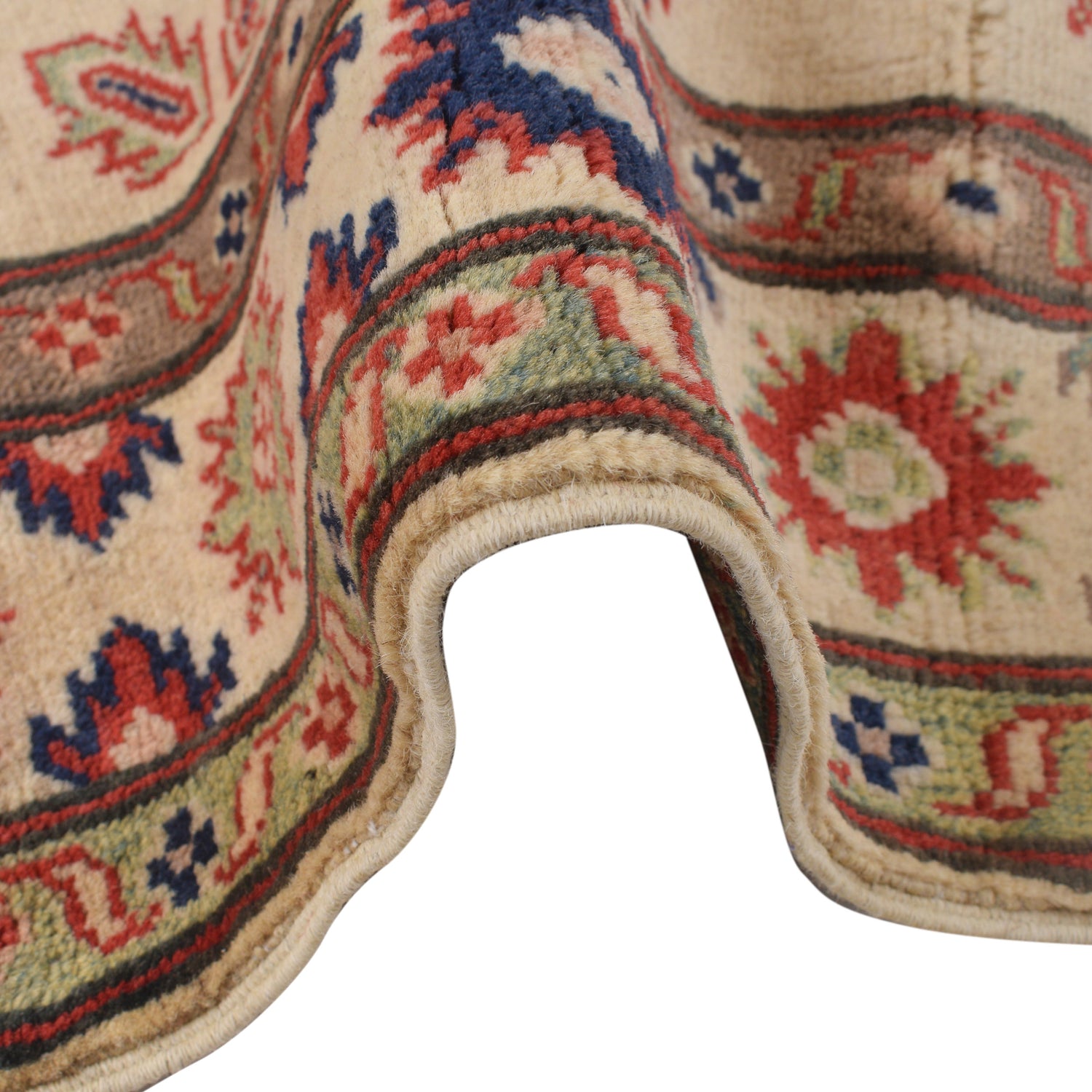 Kazak Rug Handmade Ivory Medallion 3x5 ft