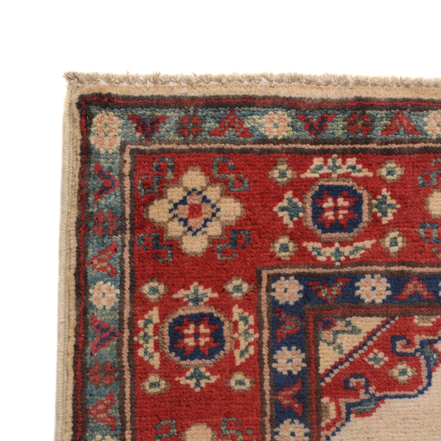 Kazak Rug Handmade Ivory Medallion 2x4 ft