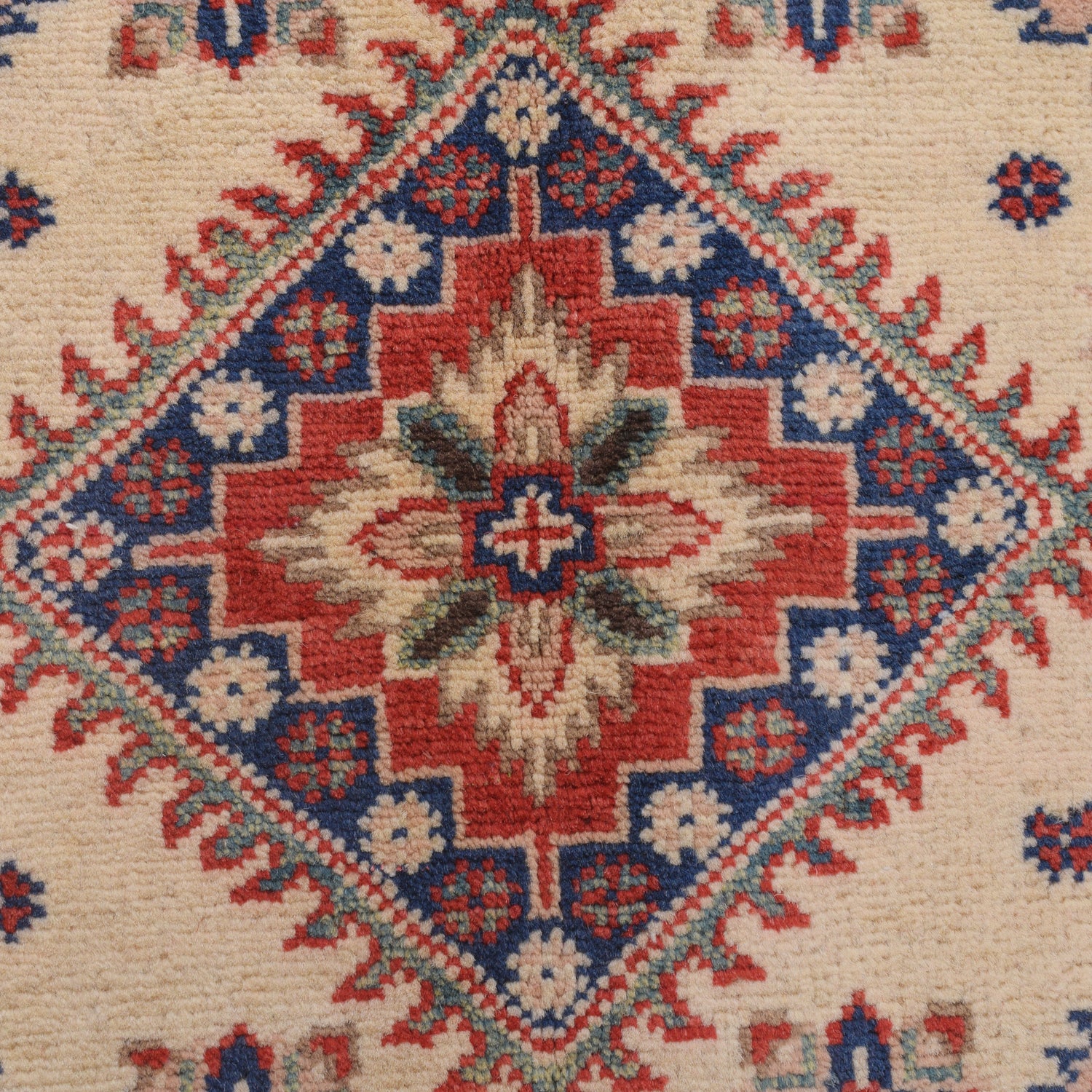 Kazak Rug Handmade Ivory Medallion 2x4 ft