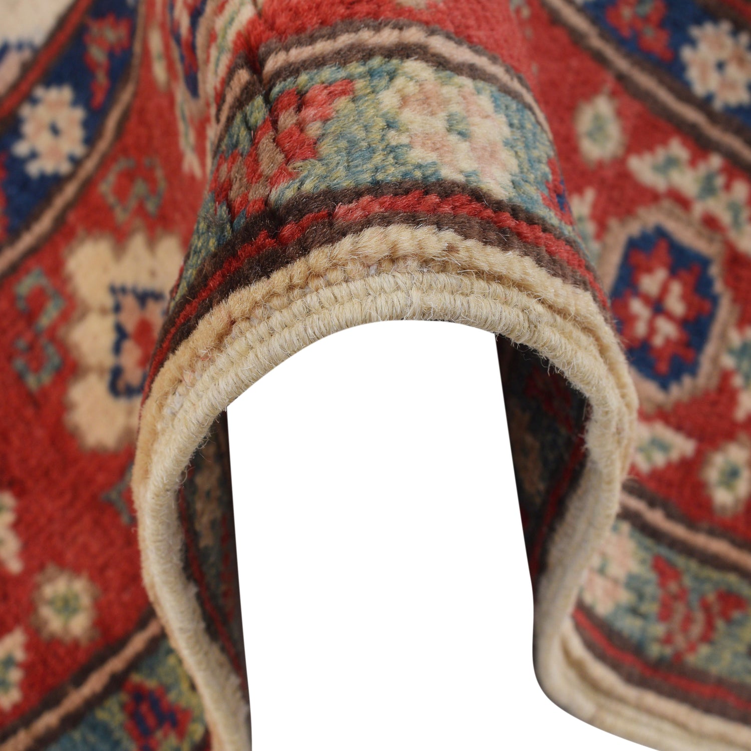 Kazak Rug Handmade Ivory Medallion 2x4 ft