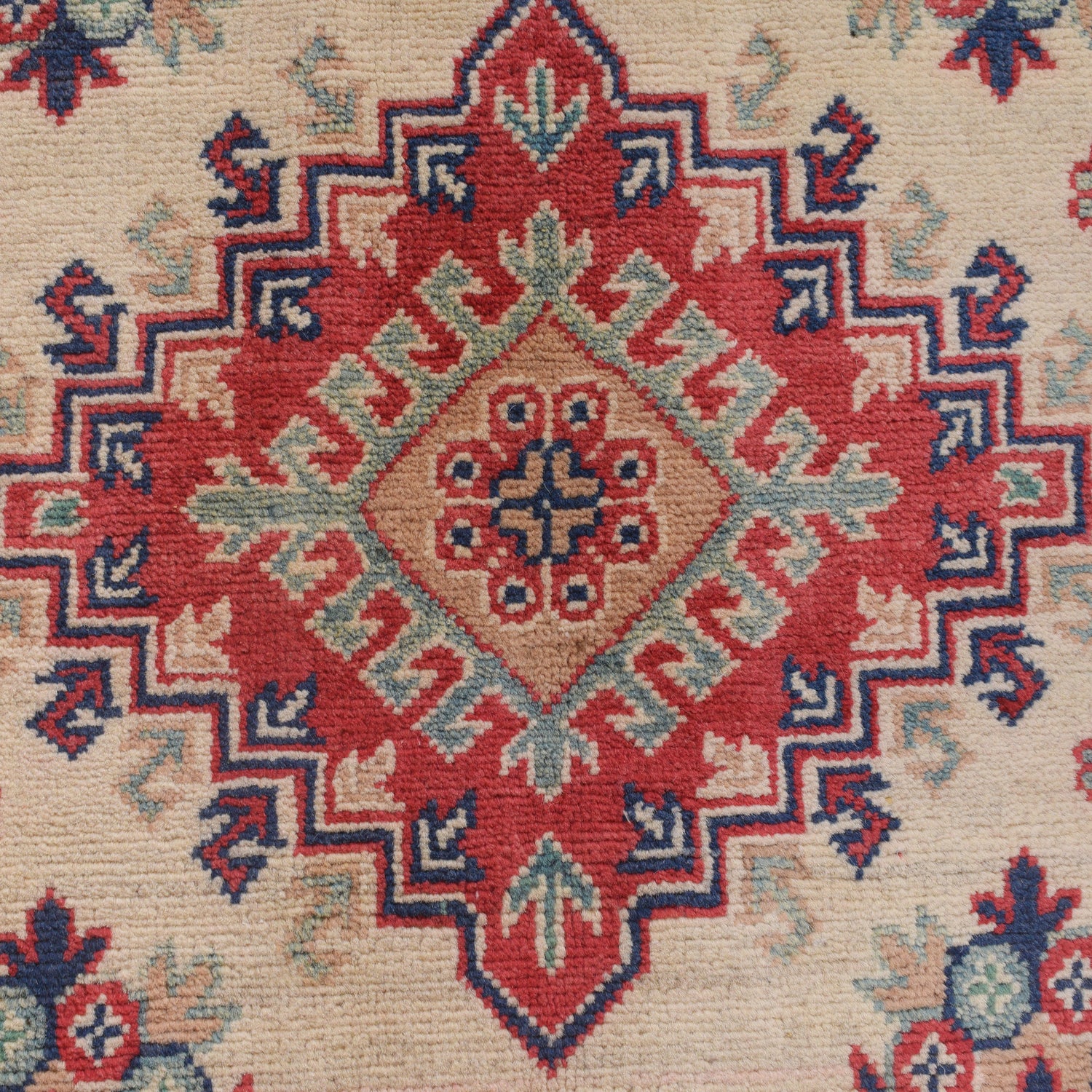 Kazak Rug Handmade Ivory Medallion 3x5 ft