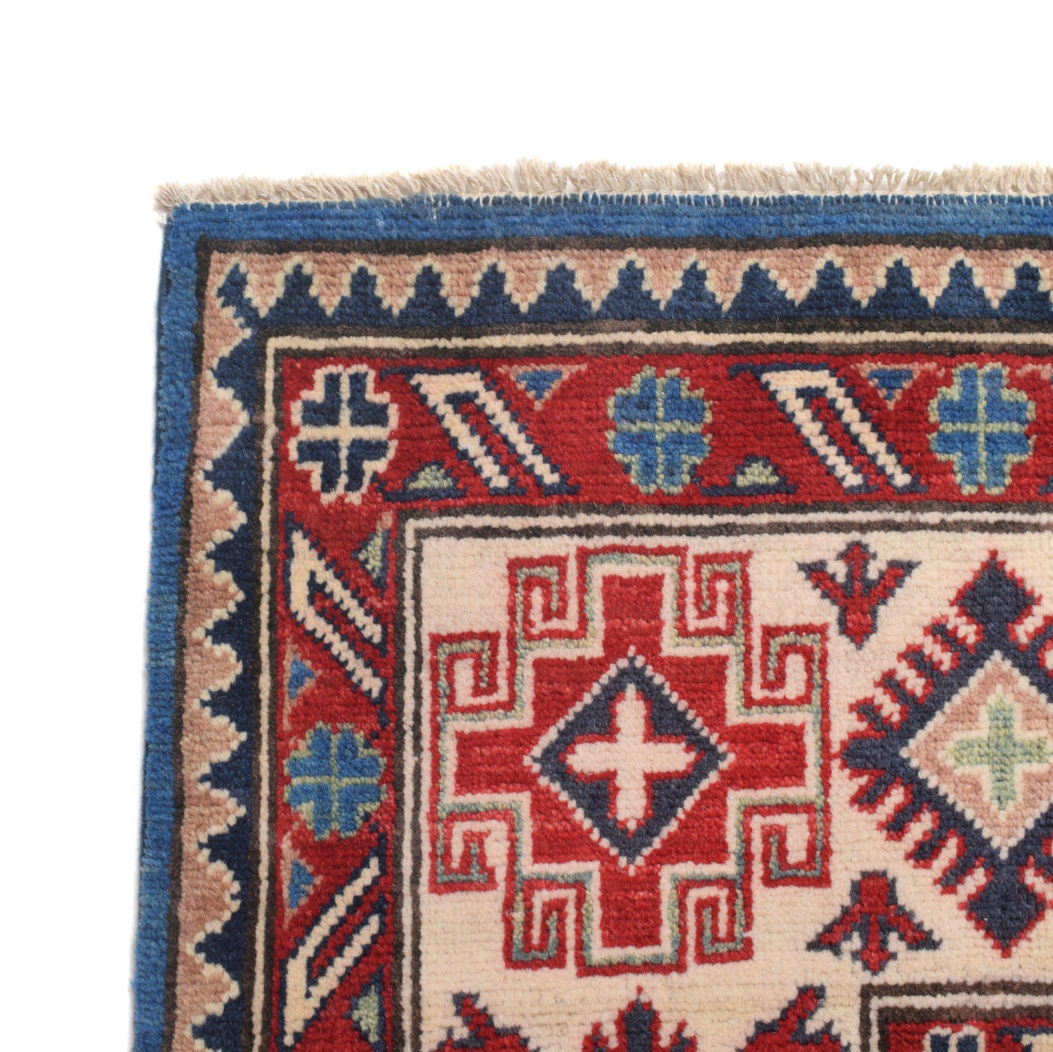 Kazak Rug Handmade Blue Medallion 9x12 ft