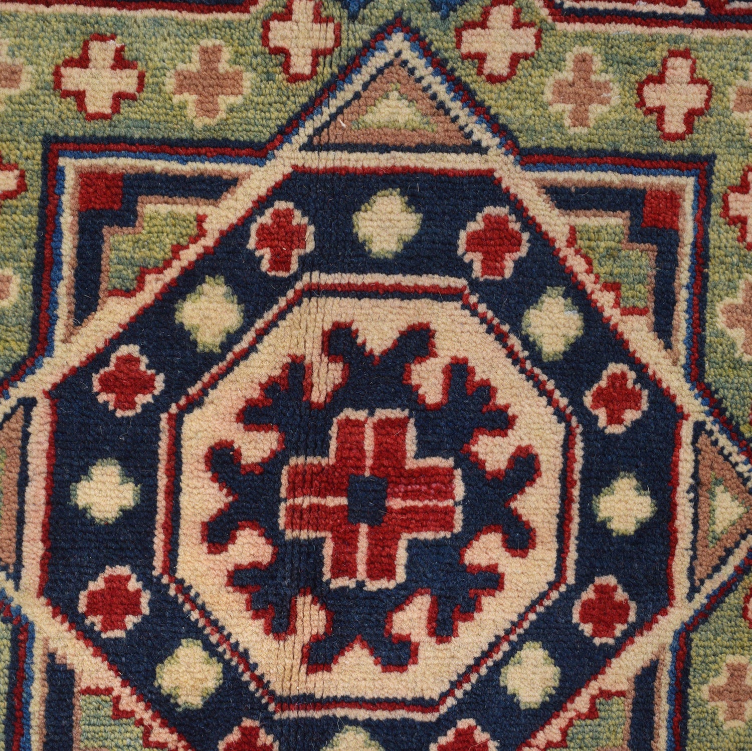 Kazak Rug Handmade Blue Medallion 9x12 ft