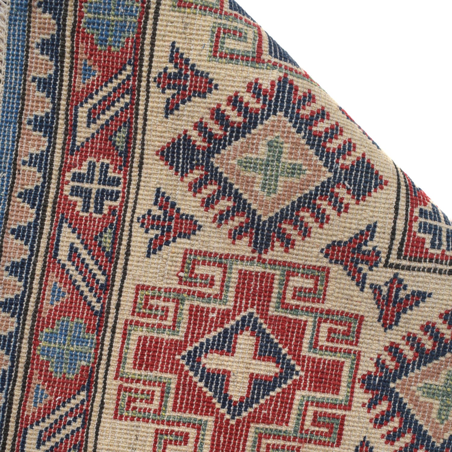 Kazak Rug Handmade Blue Medallion 9x12 ft