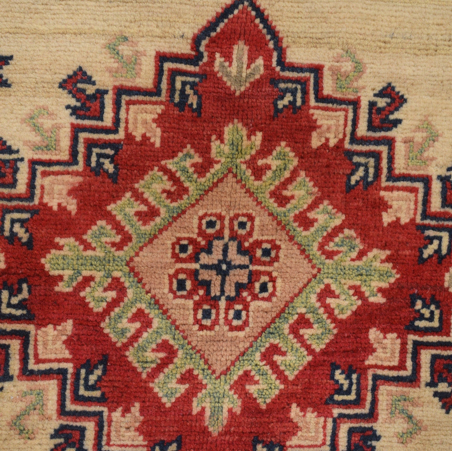 Kazak Rug Handmade Beige Medallion 4x7 ft